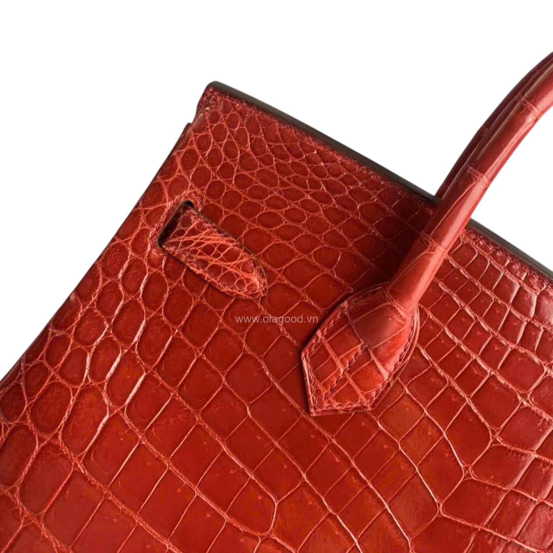 Túi xách Hermes Birkin da cá sấu màu đỏ size 30 - HBD0212S - Hình ảnh 8