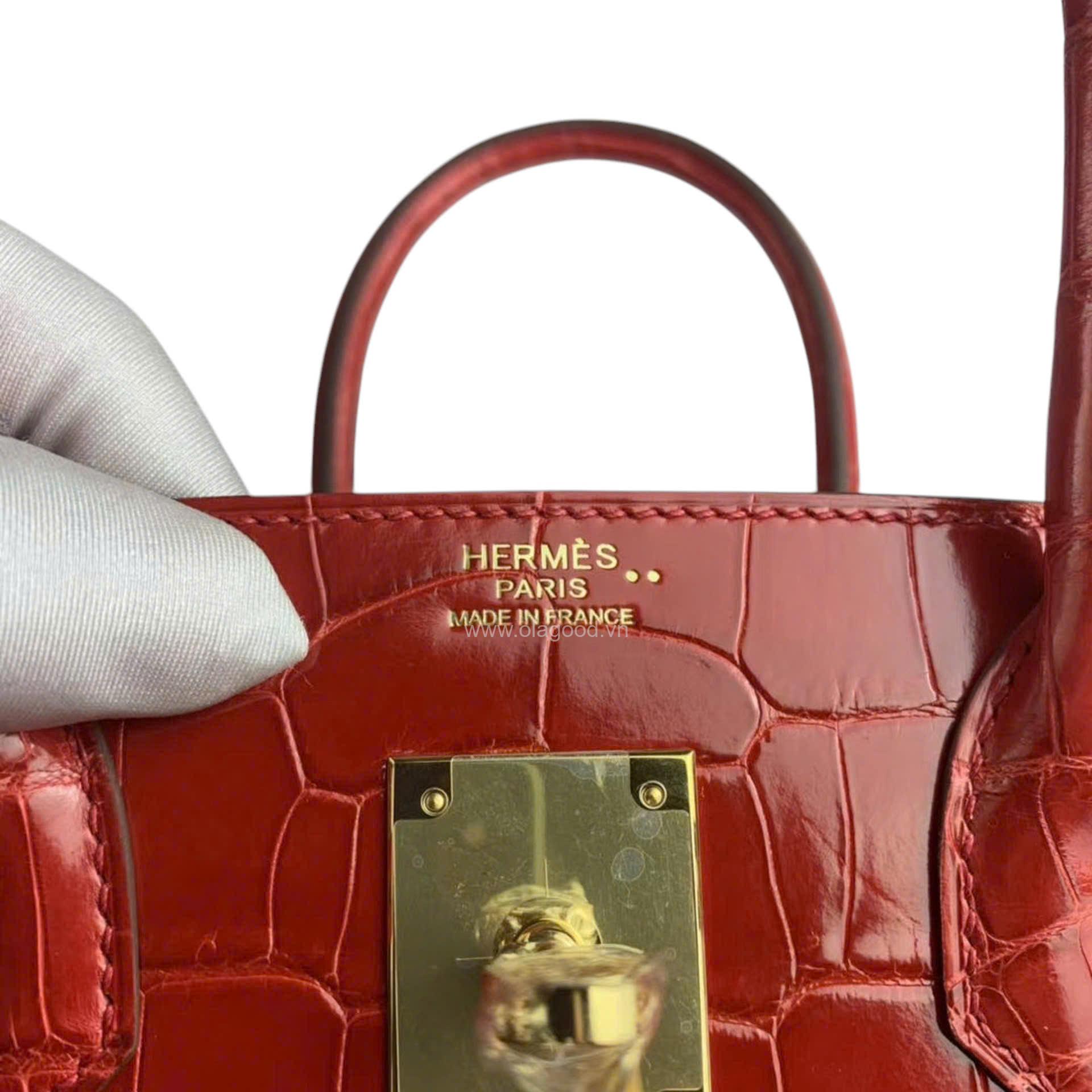 Túi xách Hermes Birkin da cá sấu màu đỏ size 30 - HBD0212S - Hình ảnh 9