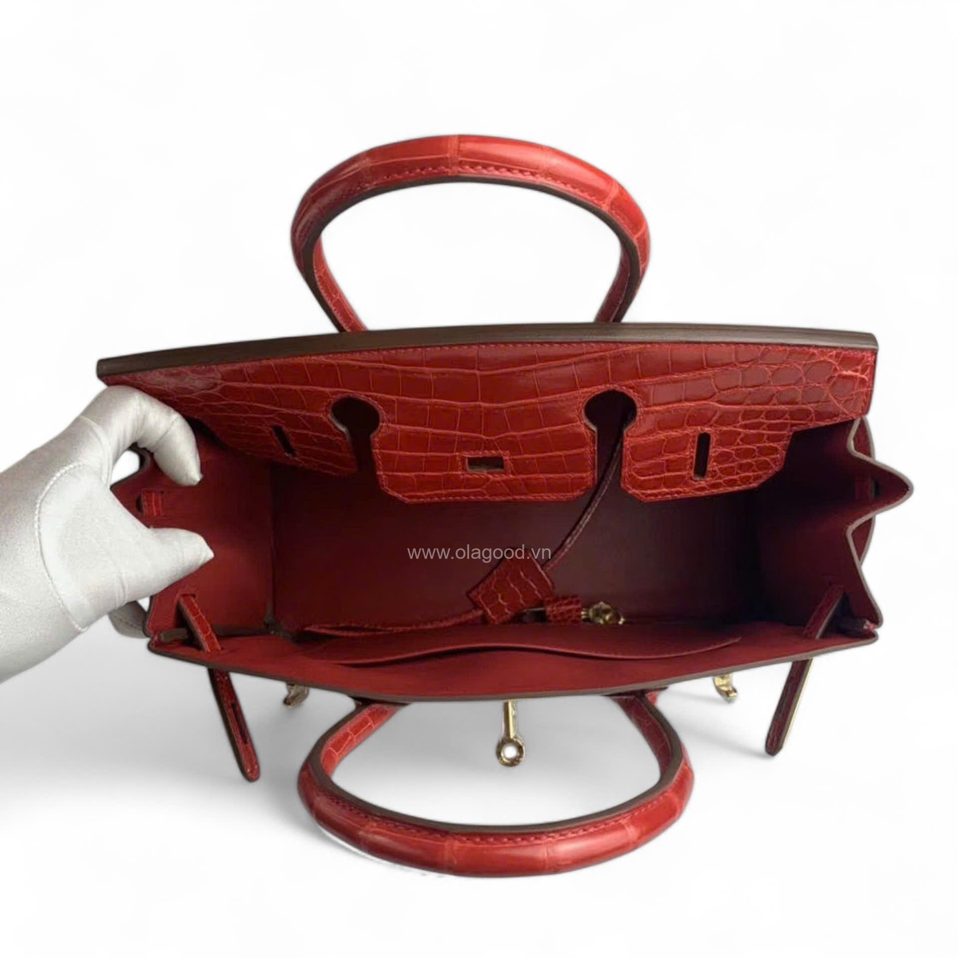 Túi xách Hermes Birkin da cá sấu màu đỏ size 30 - HBD0212S - Hình ảnh 10
