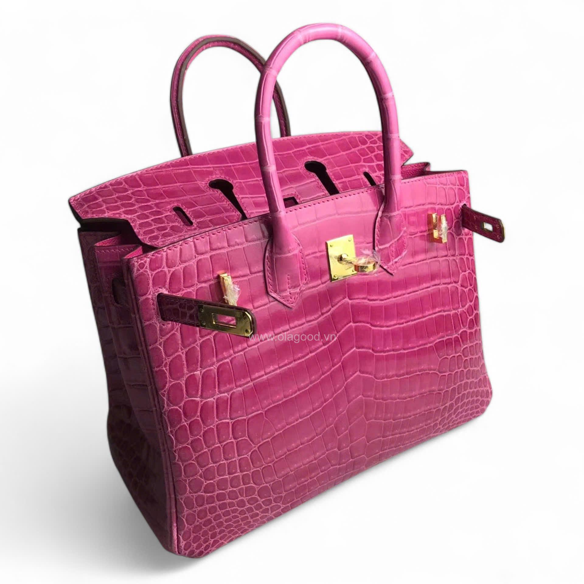Túi xách Hermes Birkin da cá sấu màu hồng size 30 - HBH0214S - Hình ảnh 5