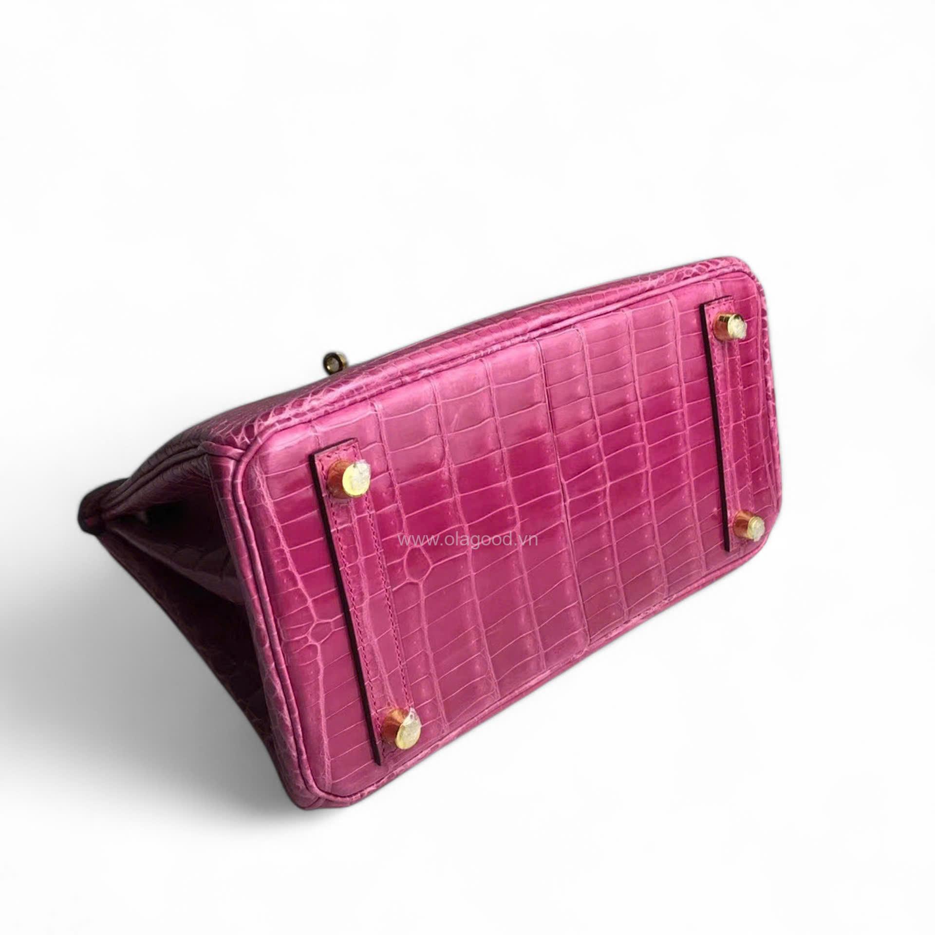 Túi xách Hermes Birkin da cá sấu màu hồng size 30 - HBH0214S - Hình ảnh 6