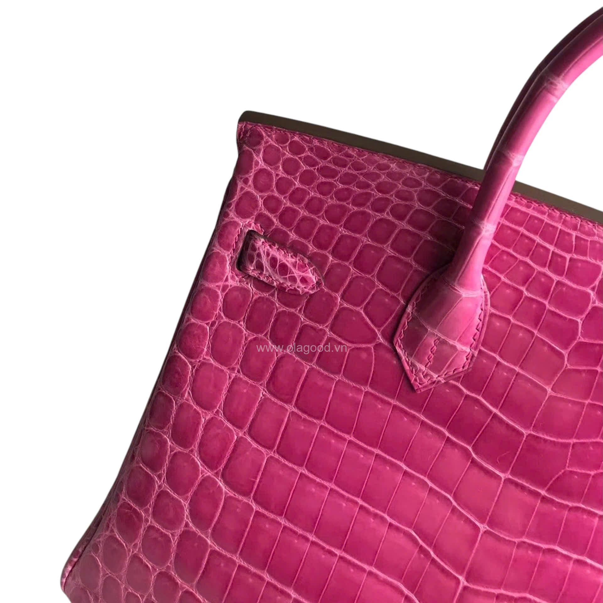 Túi xách Hermes Birkin da cá sấu màu hồng size 30 - HBH0214S - Hình ảnh 7