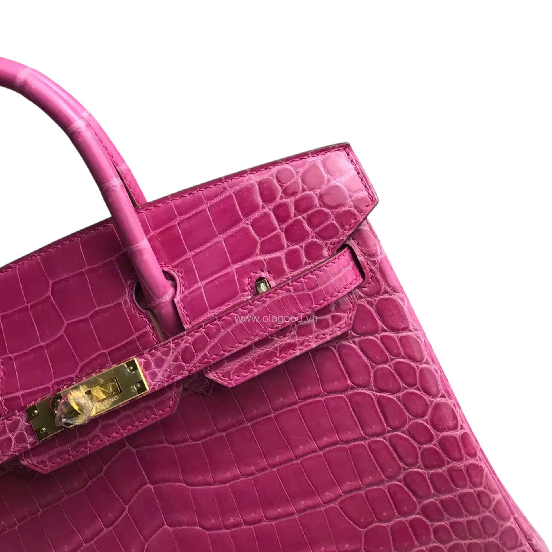 Túi xách Hermes Birkin da cá sấu màu hồng size 30 - HBH0214S - Hình ảnh 8