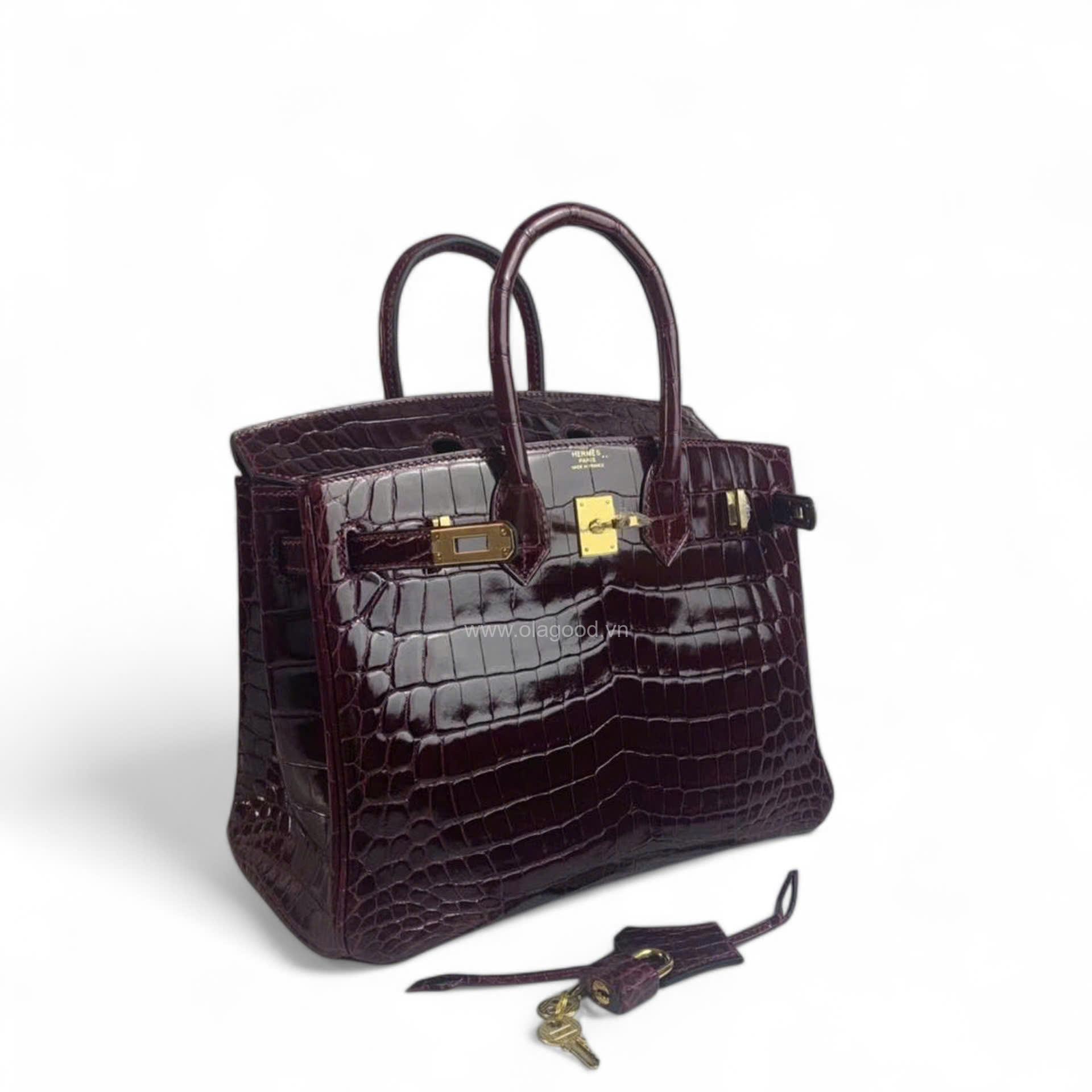 Túi xách Hermes Birkin da cá sấu màu nho size 30 - HBN0213S - Hình ảnh 5