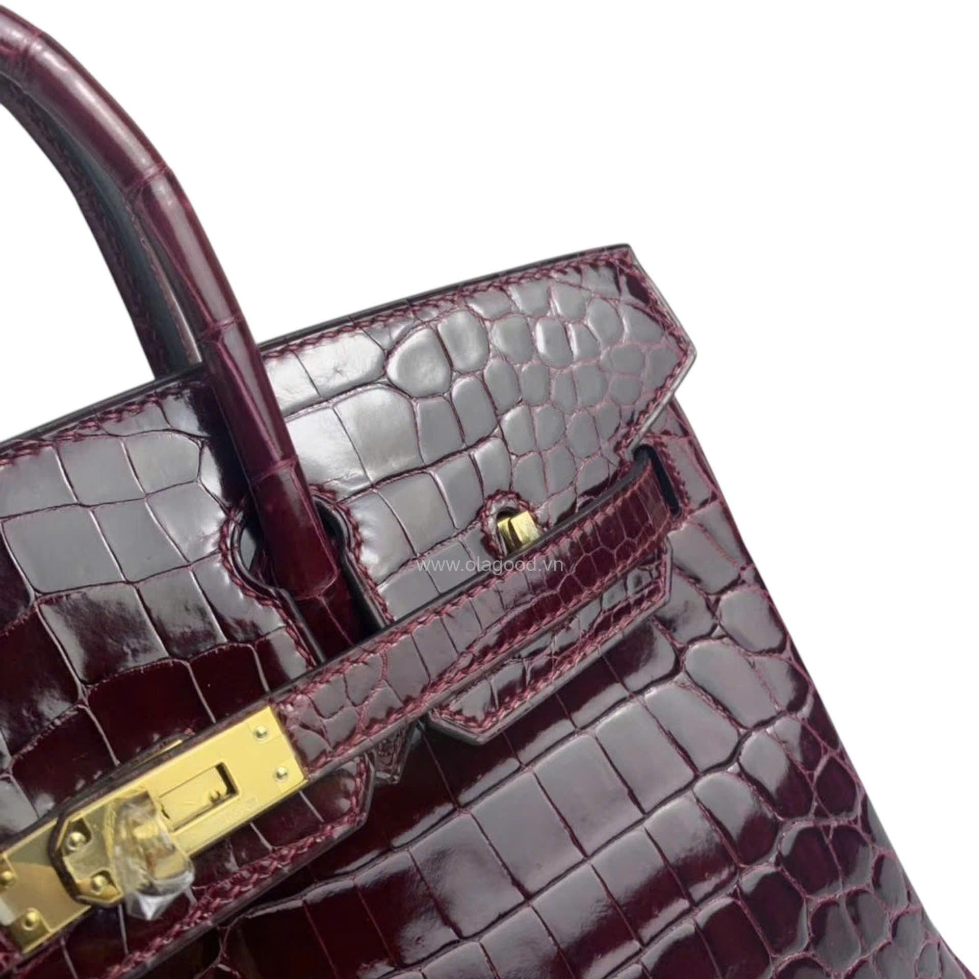 Túi xách Hermes Birkin da cá sấu màu nho size 30 - HBN0213S - Hình ảnh 8