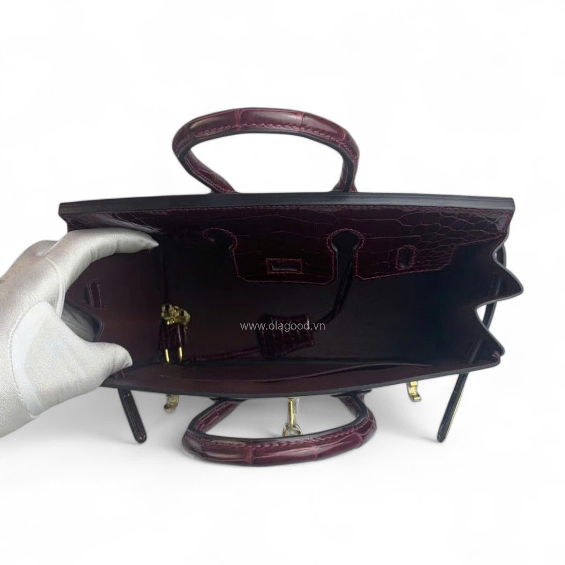 Túi xách Hermes Birkin da cá sấu màu nho size 30 - HBN0213S - Hình ảnh 10