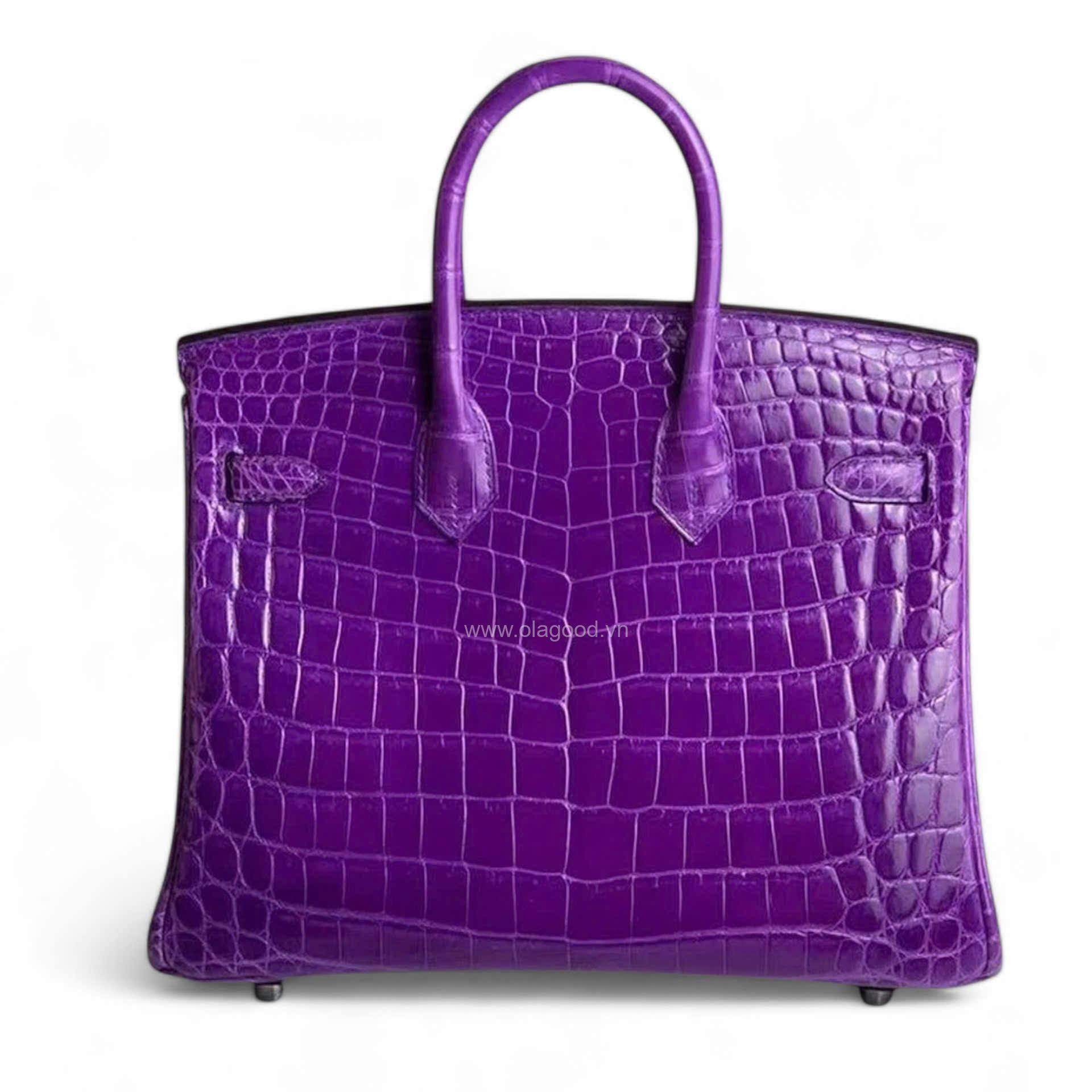 Túi xách Hermes Birkin da cá sấu màu tím size 30 - HBT0216S - Hình ảnh 3