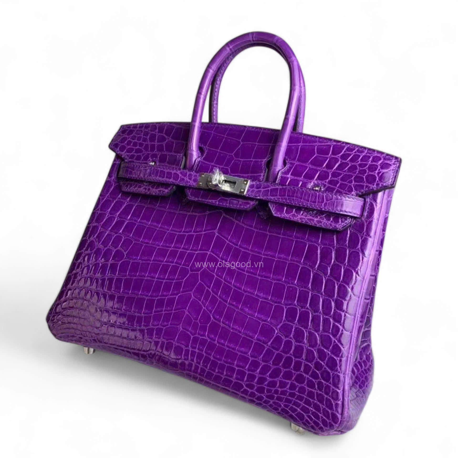 Túi xách Hermes Birkin da cá sấu màu tím size 30 - HBT0216S - Hình ảnh 4