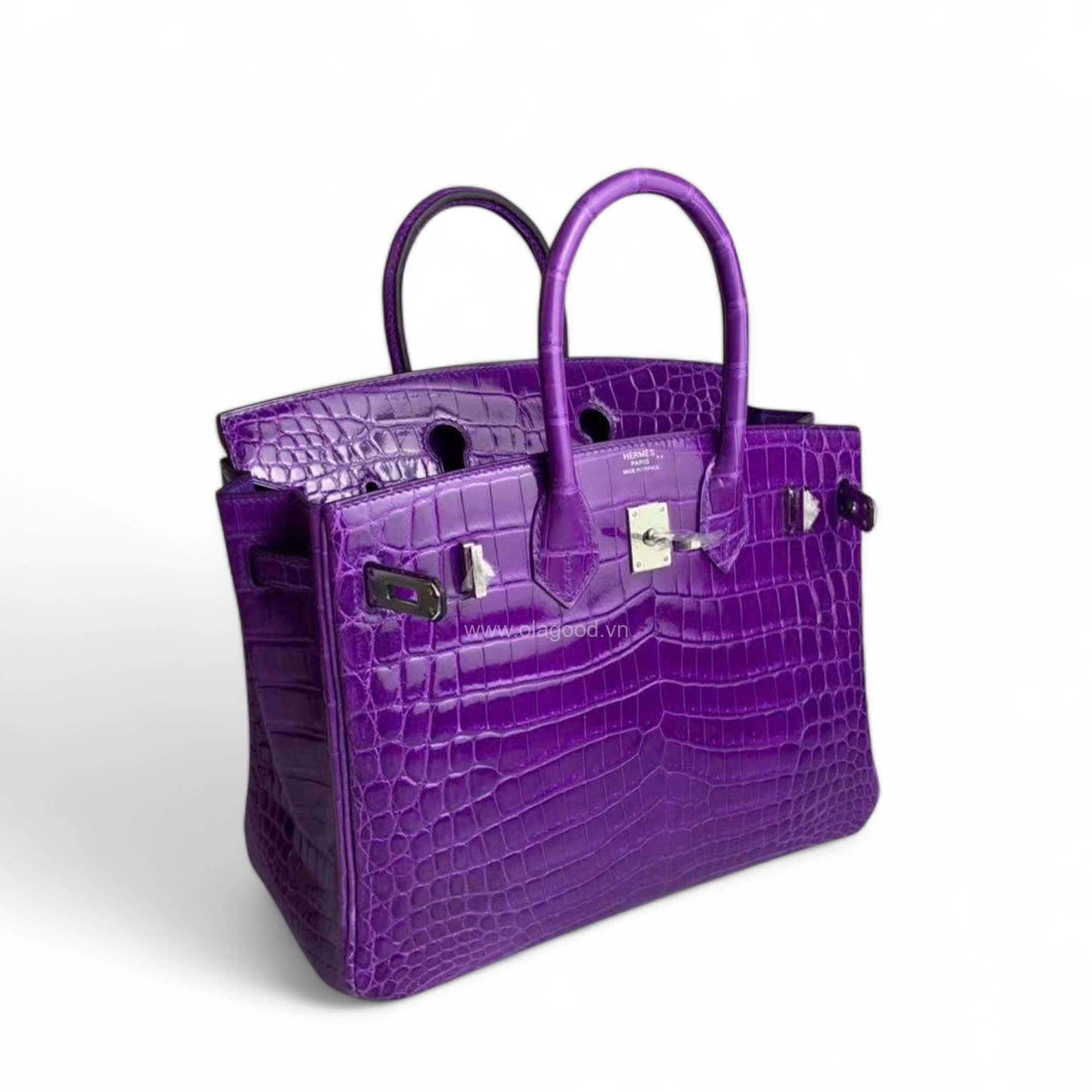 Túi xách Hermes Birkin da cá sấu màu tím size 30 - HBT0216S - Hình ảnh 5