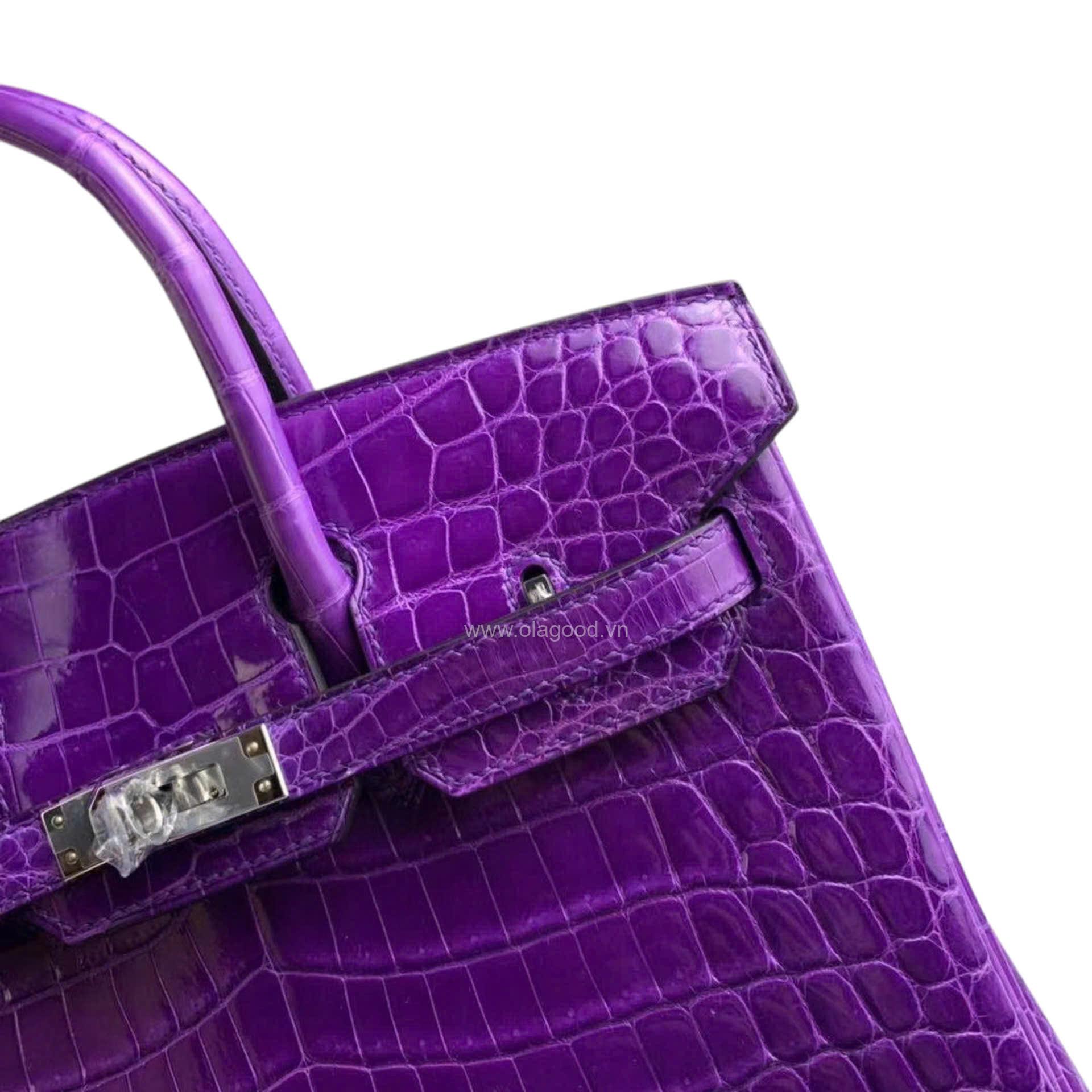 Túi xách Hermes Birkin da cá sấu màu tím size 30 - HBT0216S - Hình ảnh 6