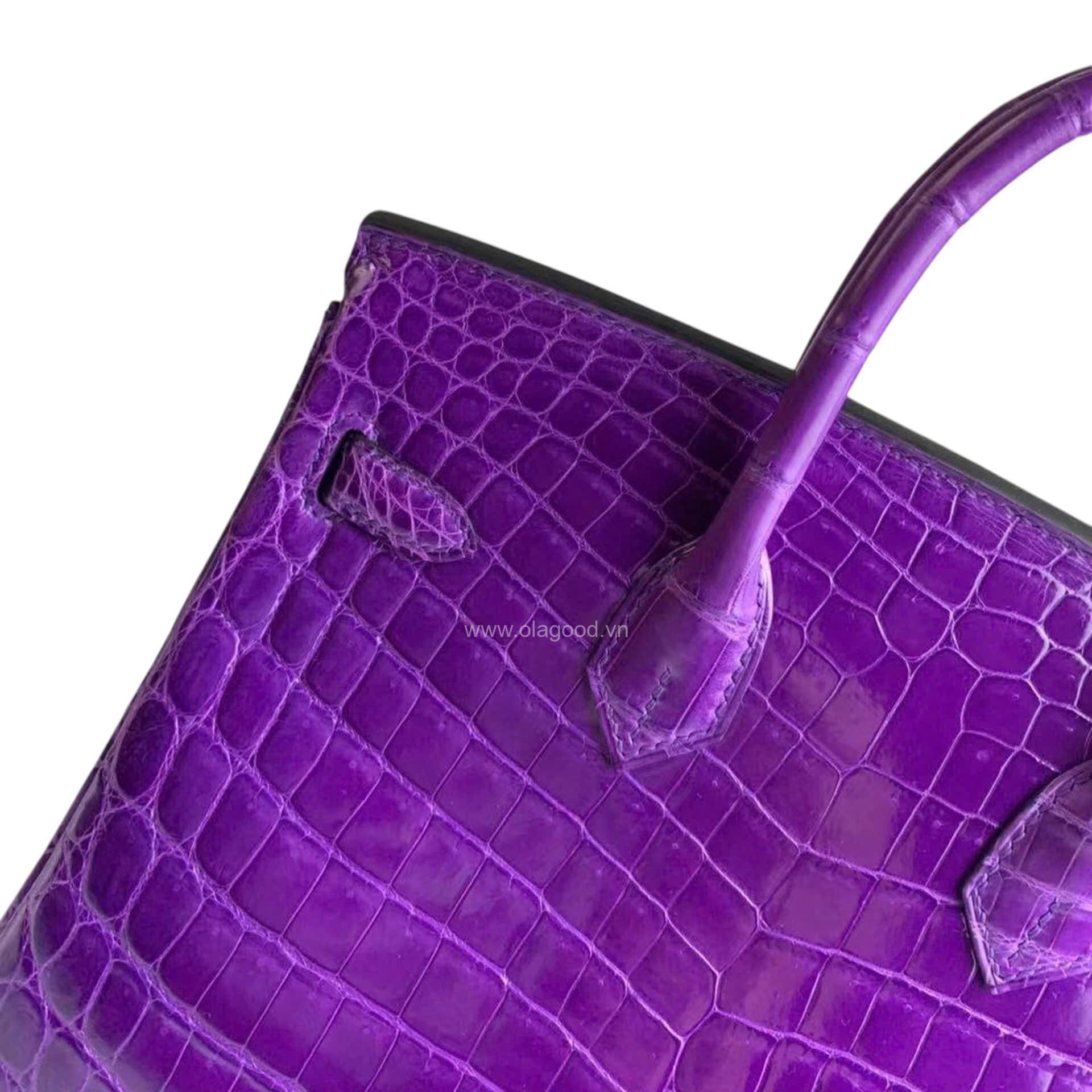 Túi xách Hermes Birkin da cá sấu màu tím size 30 - HBT0216S - Hình ảnh 7