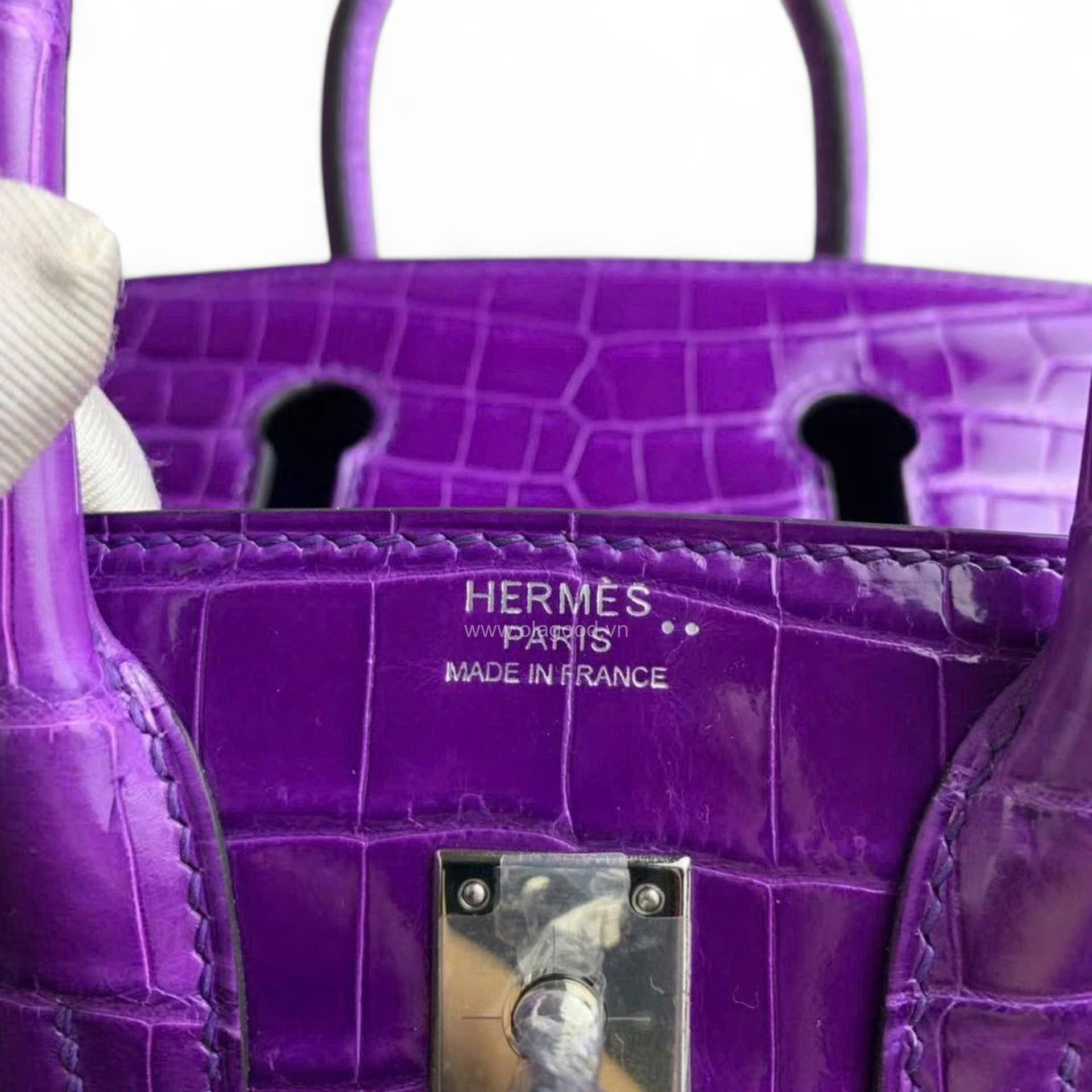 Túi xách Hermes Birkin da cá sấu màu tím size 30 - HBT0216S - Hình ảnh 8