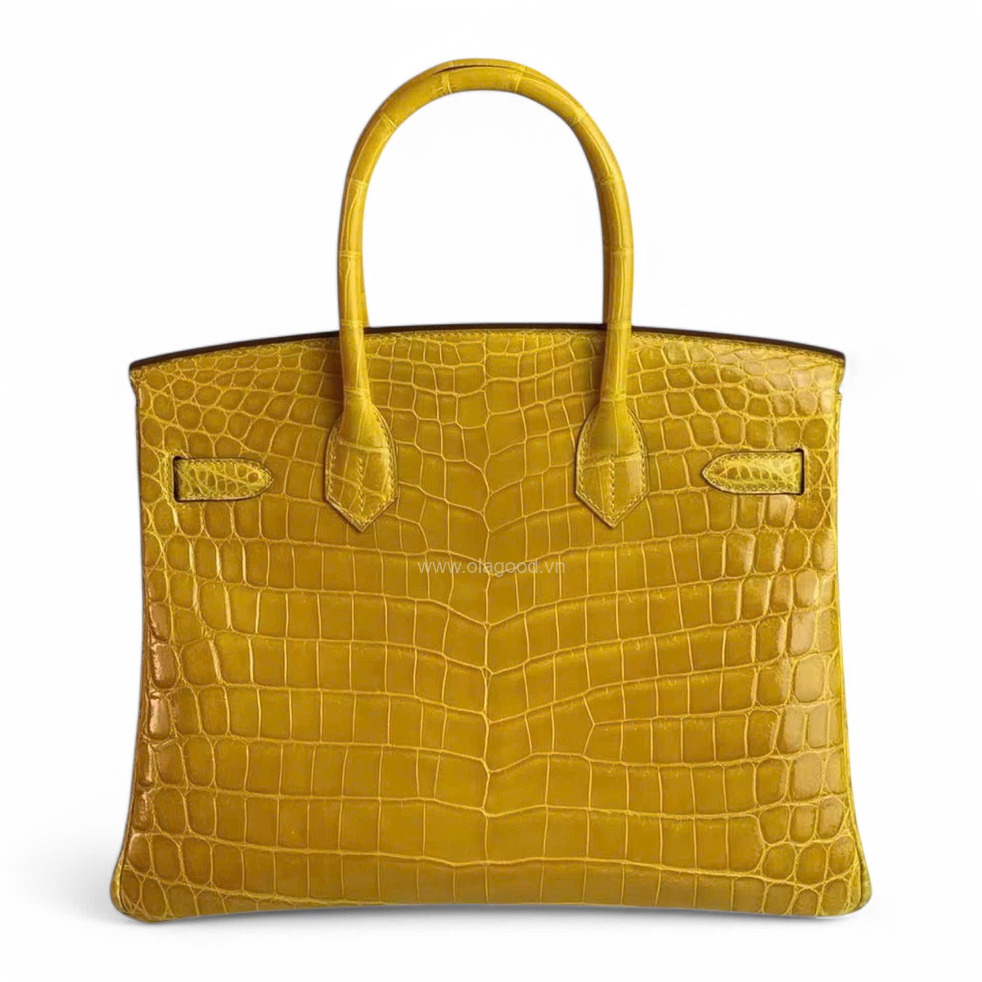 Túi xách Hermes Birkin da cá sấu màu vàng size 30 - HBV0210S - Hình ảnh 3