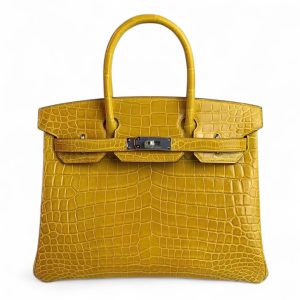 Túi xách Hermes Birkin da cá sấu màu vàng size 30 - HBV0210S