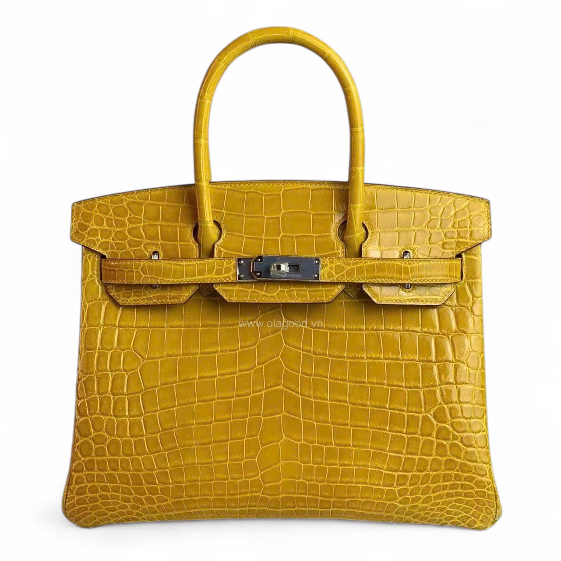 Túi xách Hermes Birkin da cá sấu màu vàng size 30 - HBV0210S