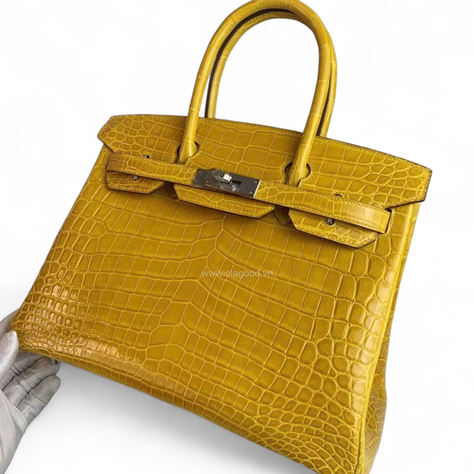 Túi xách Hermes Birkin da cá sấu màu vàng size 30 - HBV0210S - Hình ảnh 4