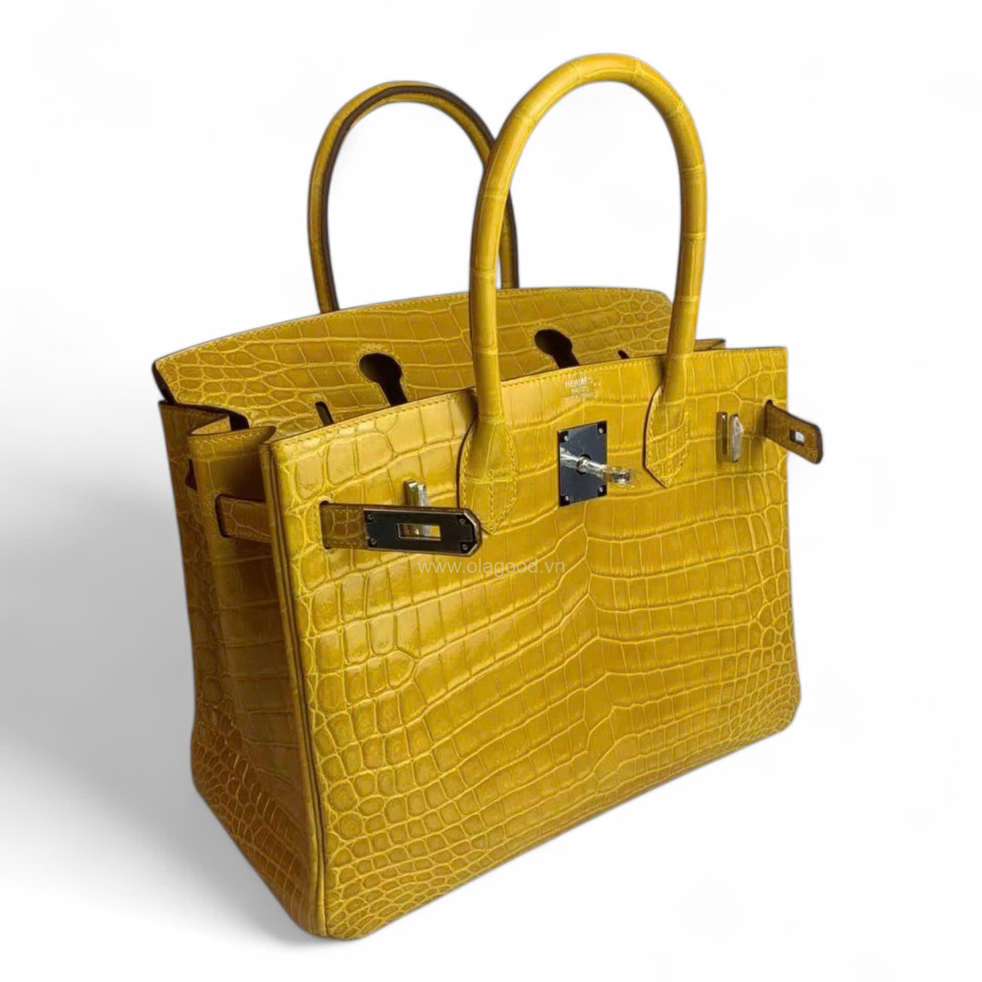 Túi xách Hermes Birkin da cá sấu màu vàng size 30 - HBV0210S - Hình ảnh 5