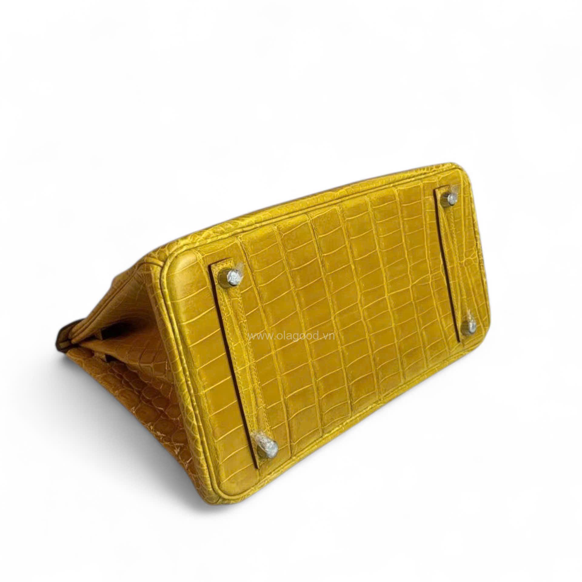 Túi xách Hermes Birkin da cá sấu màu vàng size 30 - HBV0210S - Hình ảnh 6