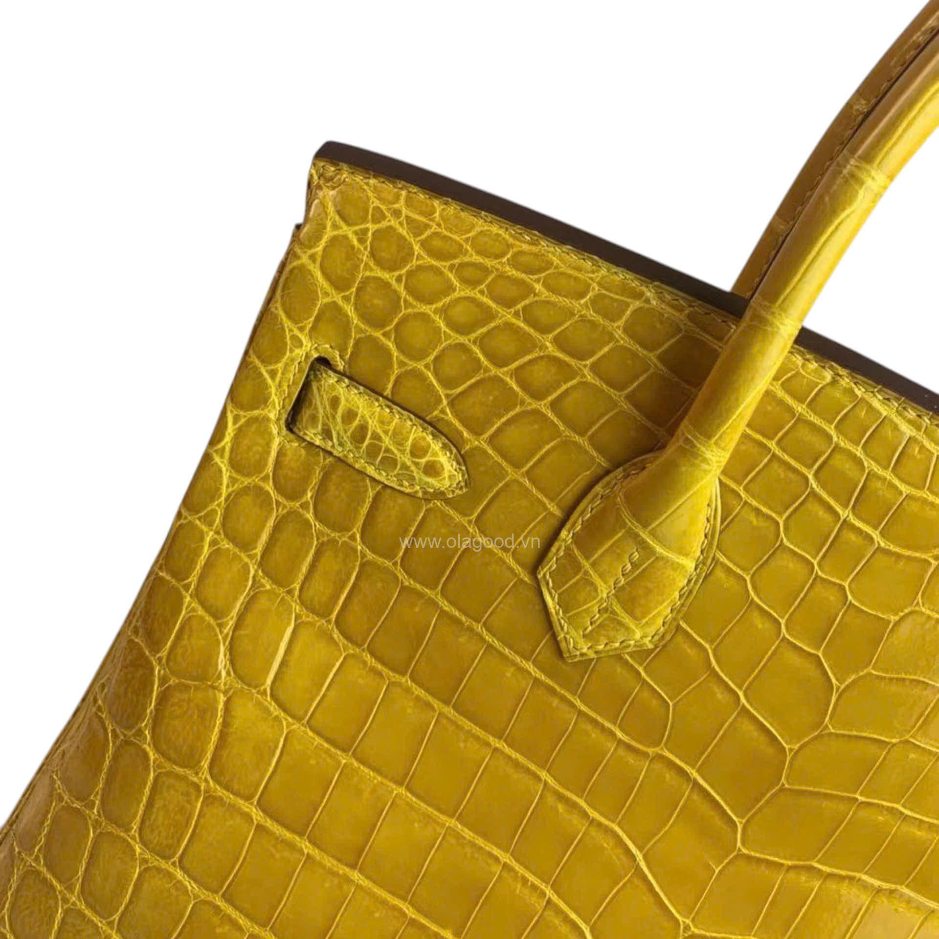 Túi xách Hermes Birkin da cá sấu màu vàng size 30 - HBV0210S - Hình ảnh 7