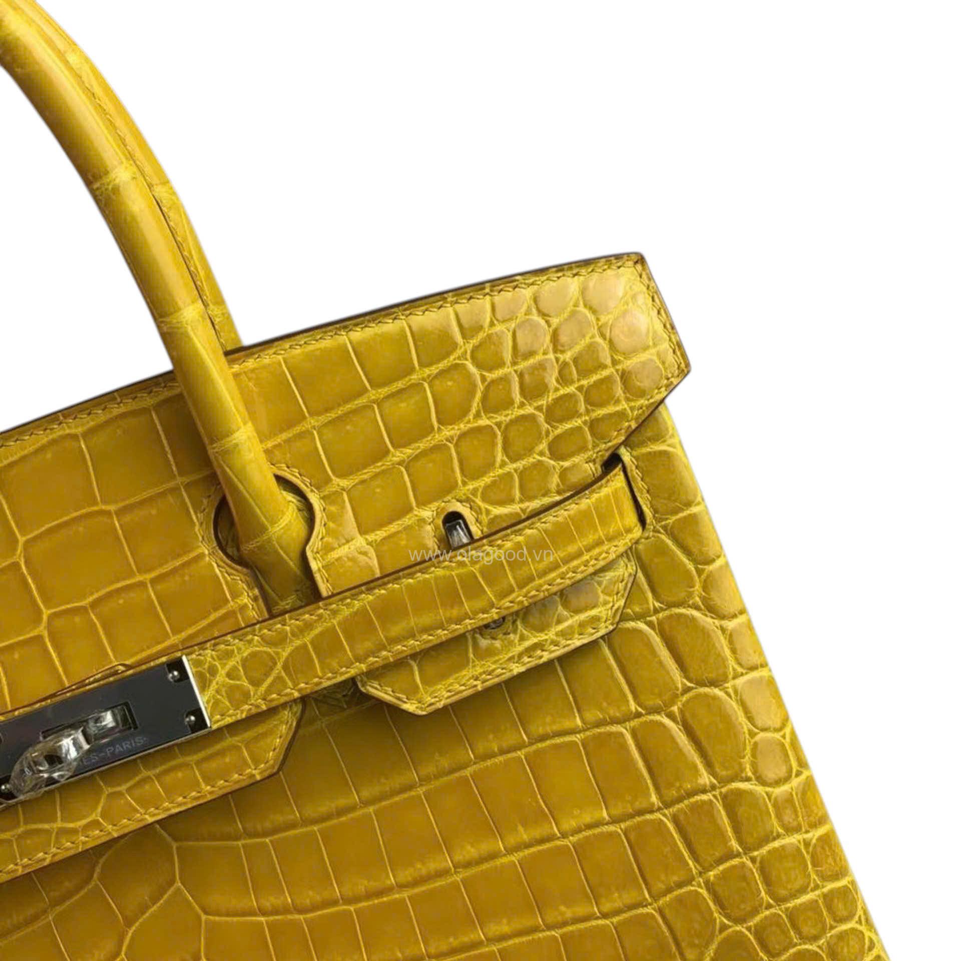 Túi xách Hermes Birkin da cá sấu màu vàng size 30 - HBV0210S - Hình ảnh 8