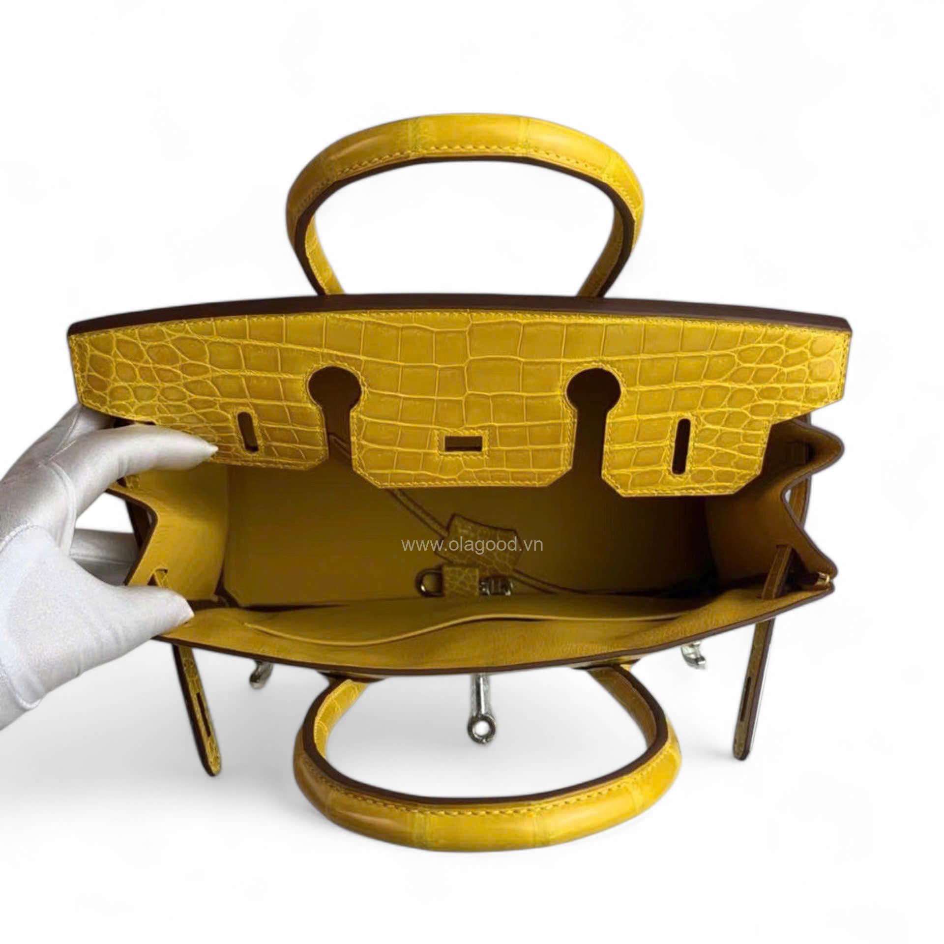 Túi xách Hermes Birkin da cá sấu màu vàng size 30 - HBV0210S - Hình ảnh 10