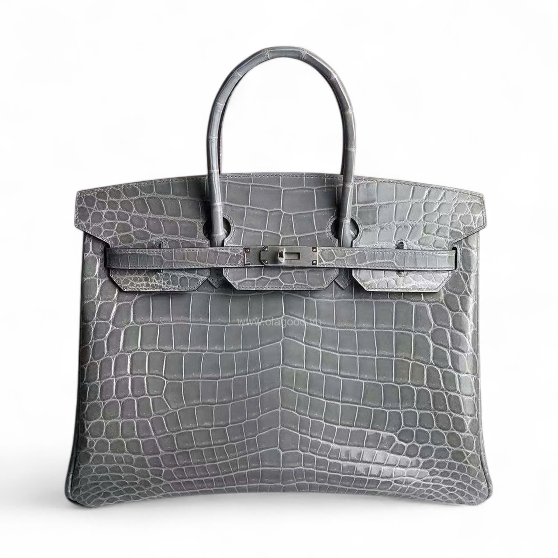 Túi xách Hermes Birkin da cá sấu màu xám size 30 - HBX026S