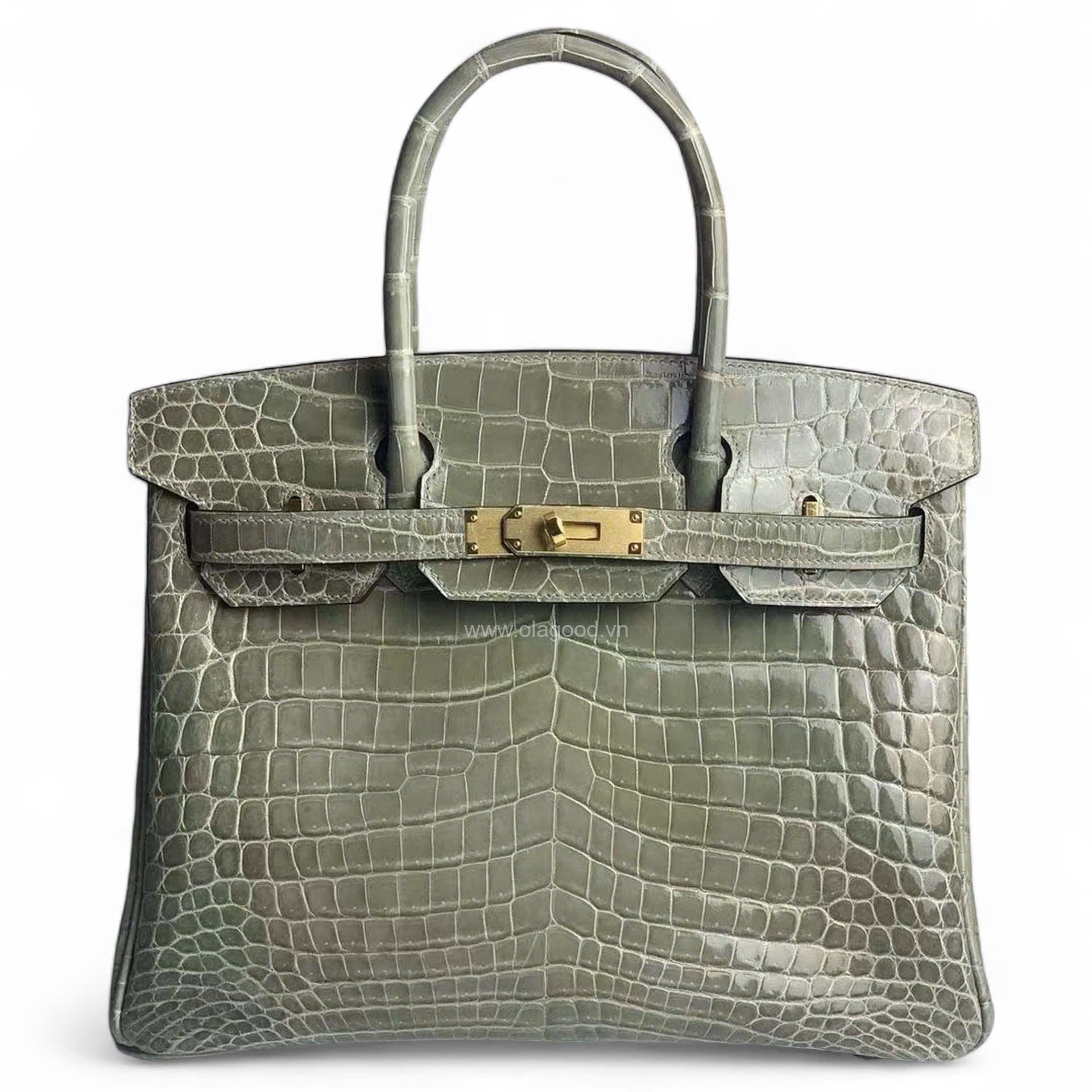 Túi xách Hermes Birkin da cá sấu màu xám size 30 - HBX029S