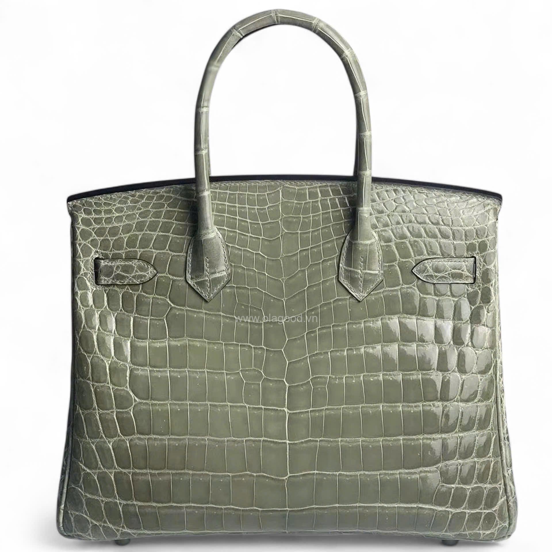 Túi xách Hermes Birkin da cá sấu màu xám size 30 - HBX029S - Hình ảnh 3