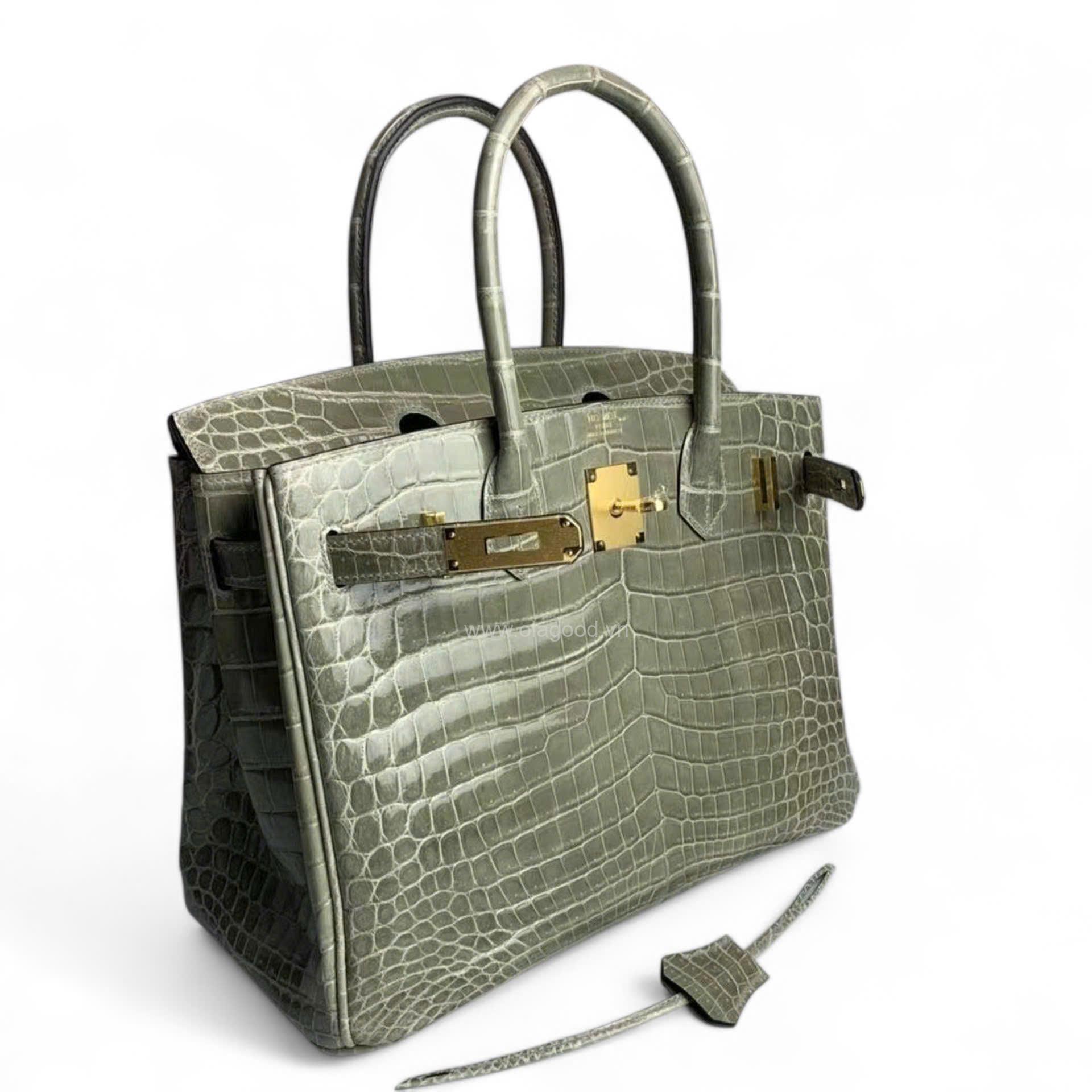 Túi xách Hermes Birkin da cá sấu màu xám size 30 - HBX029S - Hình ảnh 4