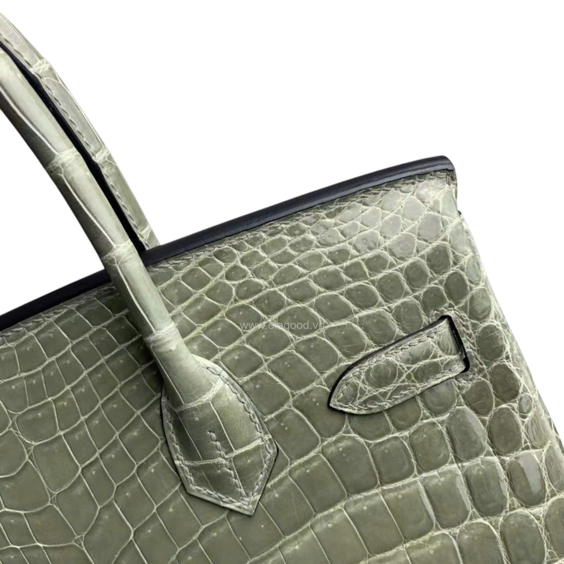 Túi xách Hermes Birkin da cá sấu màu xám size 30 - HBX029S - Hình ảnh 8