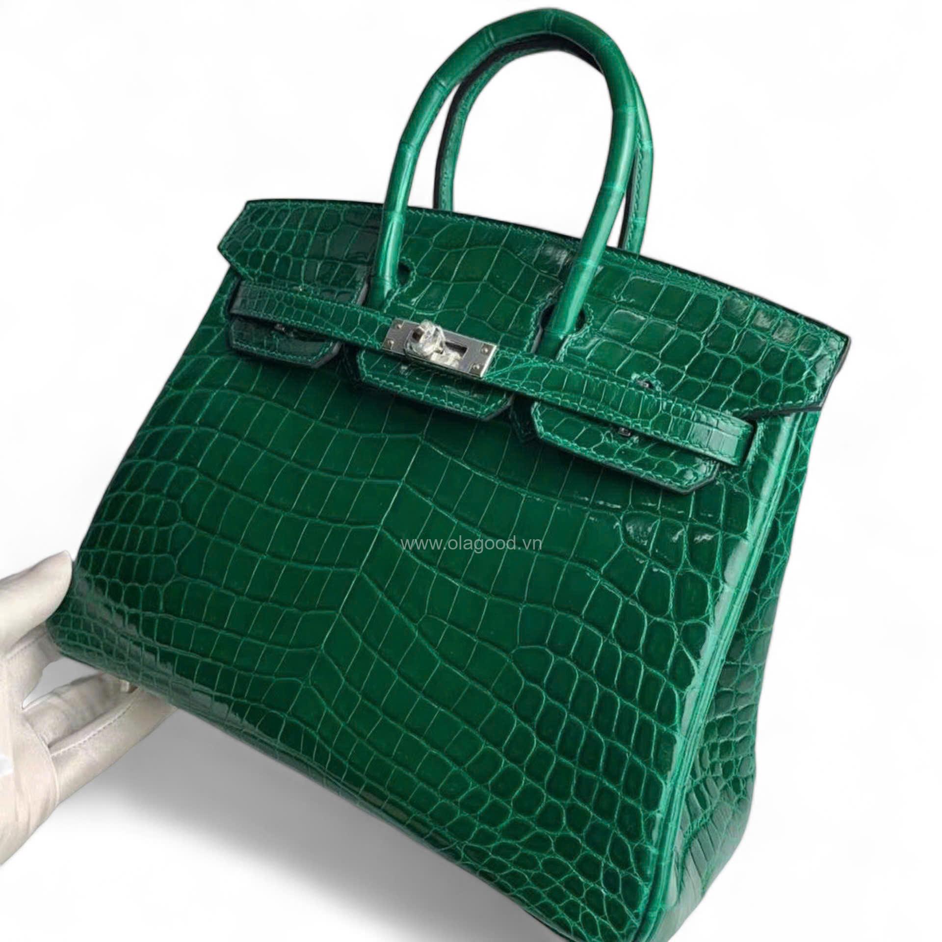 Túi xách Hermes Birkin da cá sấu màu xanh lá size 30 - HBXL028S - Hình ảnh 4