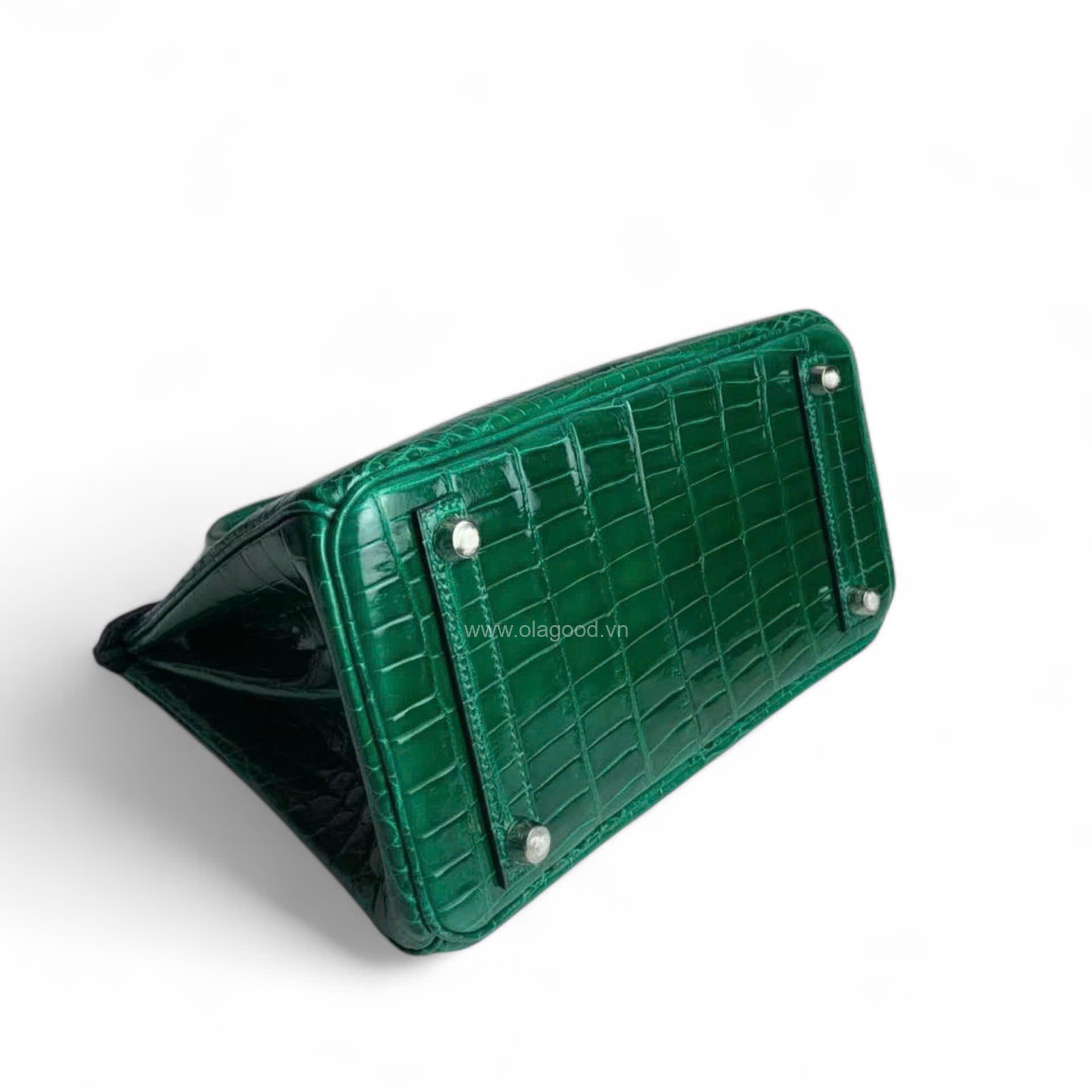 Túi xách Hermes Birkin da cá sấu màu xanh lá size 30 - HBXL028S - Hình ảnh 6