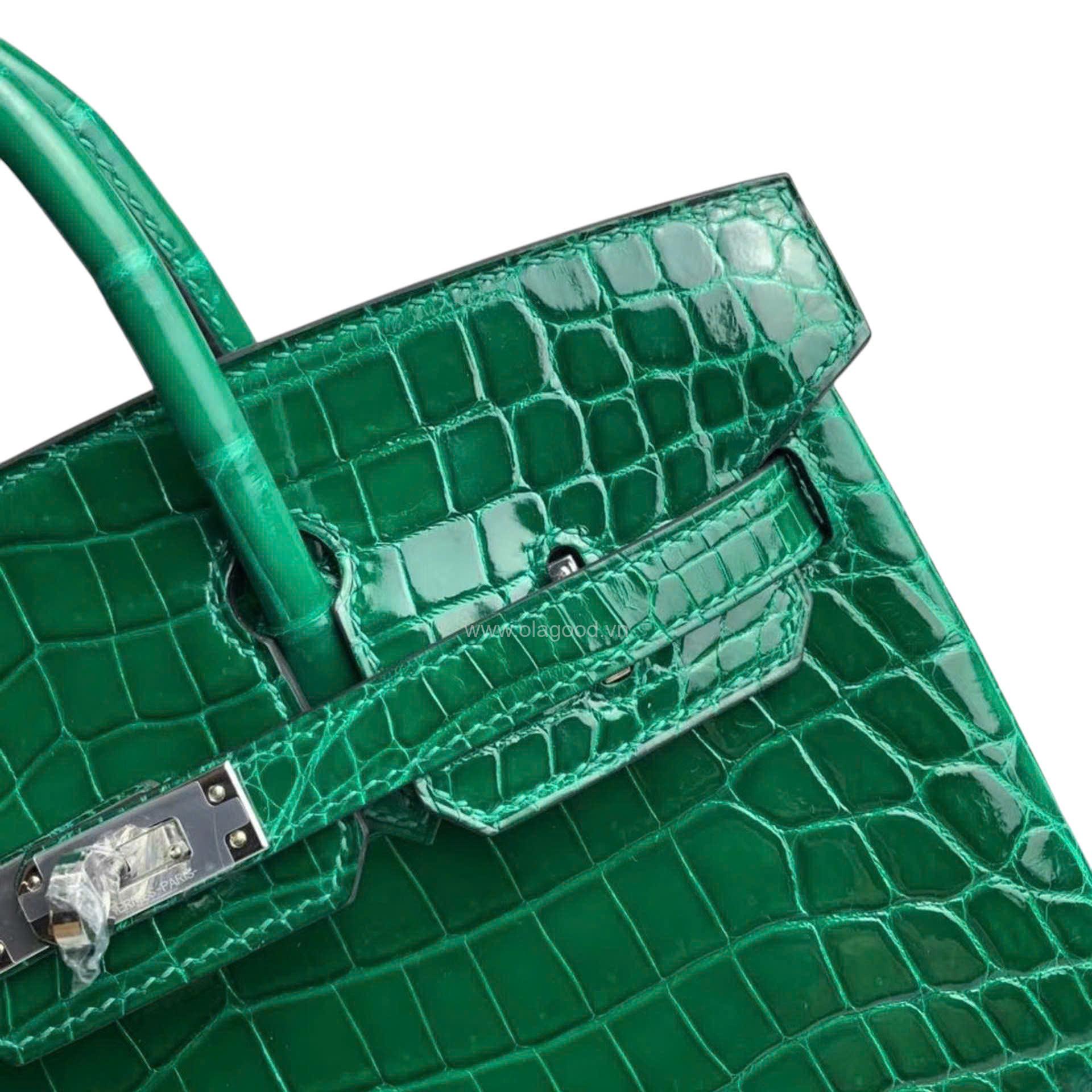 Túi xách Hermes Birkin da cá sấu màu xanh lá size 30 - HBXL028S - Hình ảnh 7