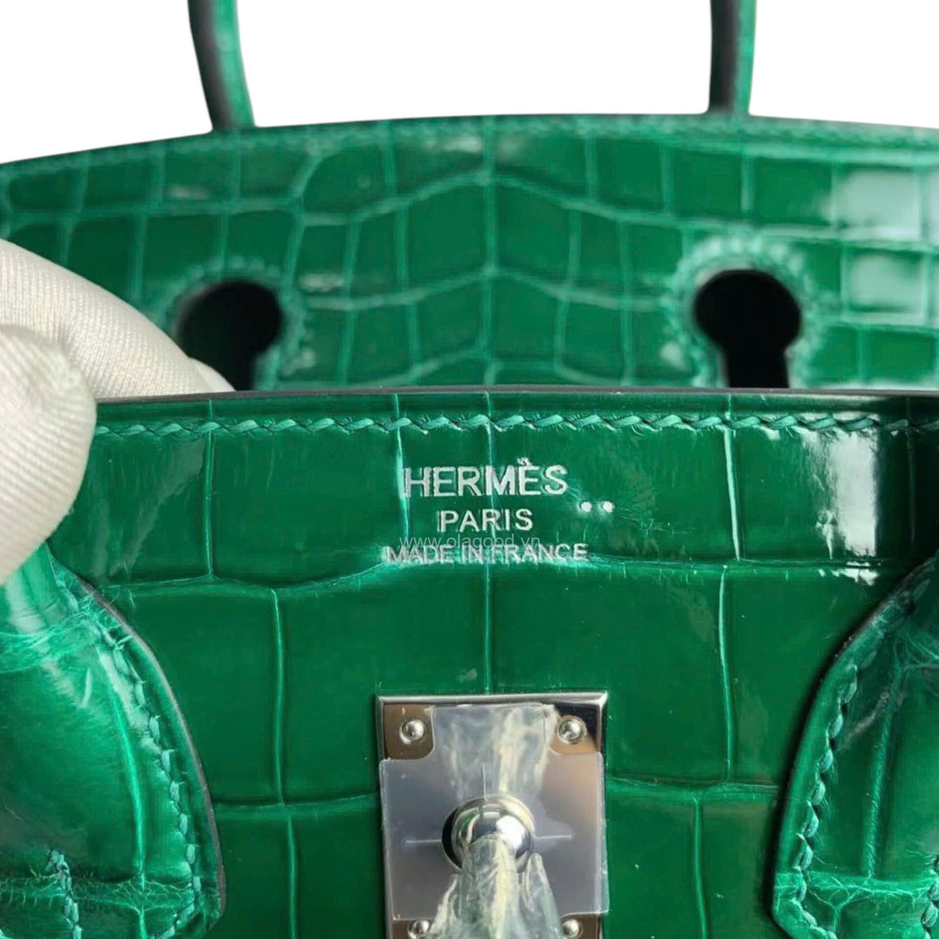 Túi xách Hermes Birkin da cá sấu màu xanh lá size 30 - HBXL028S - Hình ảnh 8