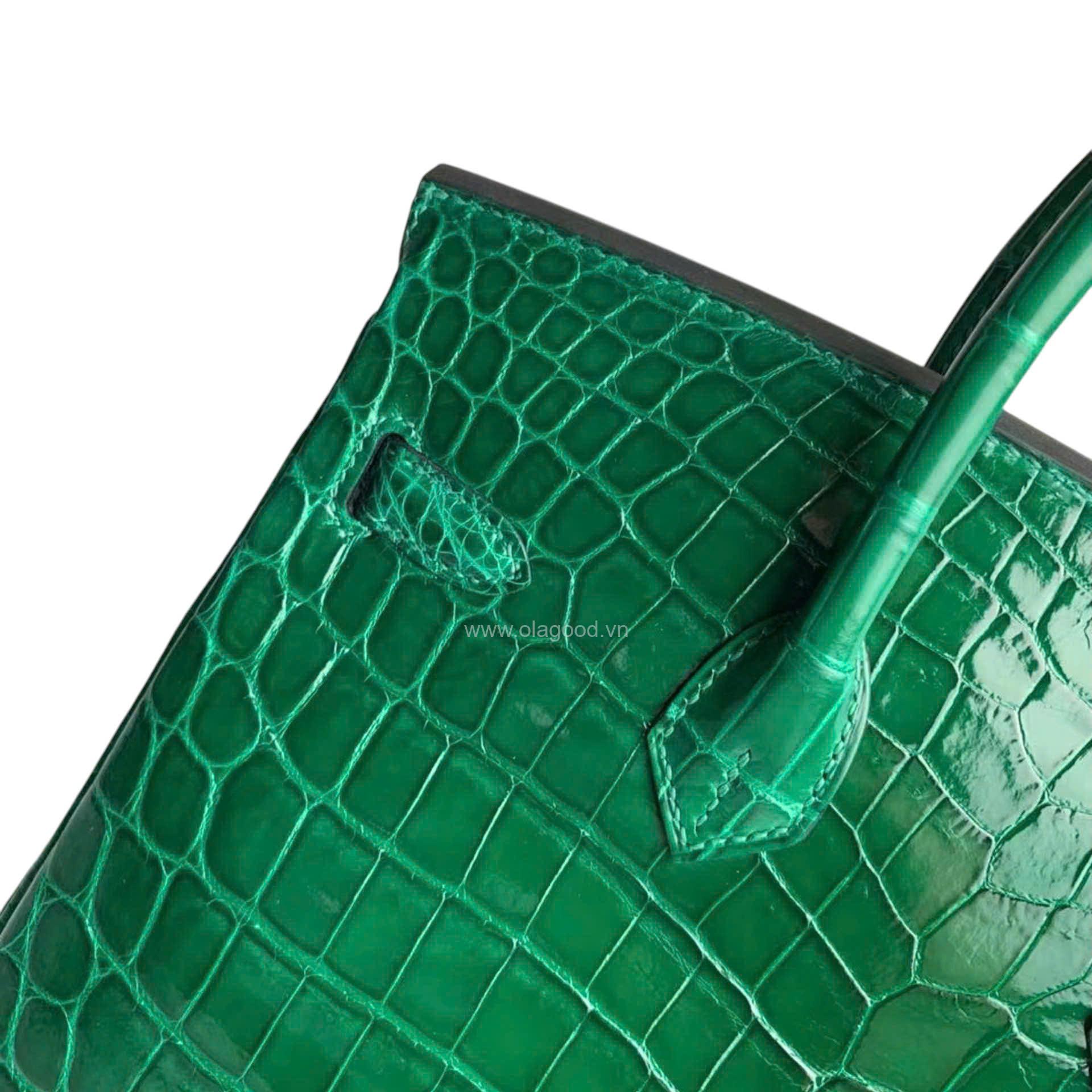 Túi xách Hermes Birkin da cá sấu màu xanh lá size 30 - HBXL028S - Hình ảnh 9