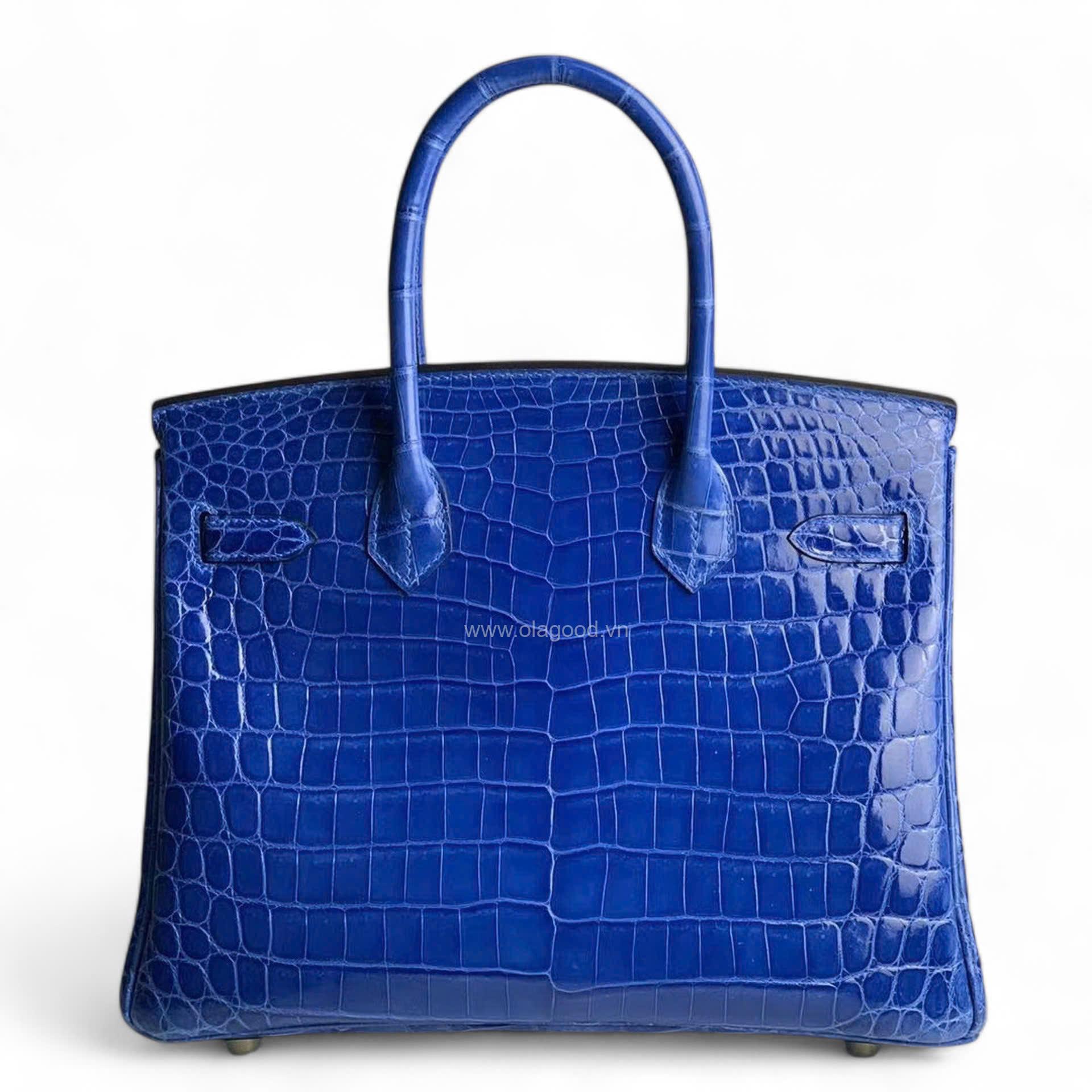 Túi xách Hermes Birkin da cá sấu màu xanh lam size 30 - HBX0211S - Hình ảnh 3