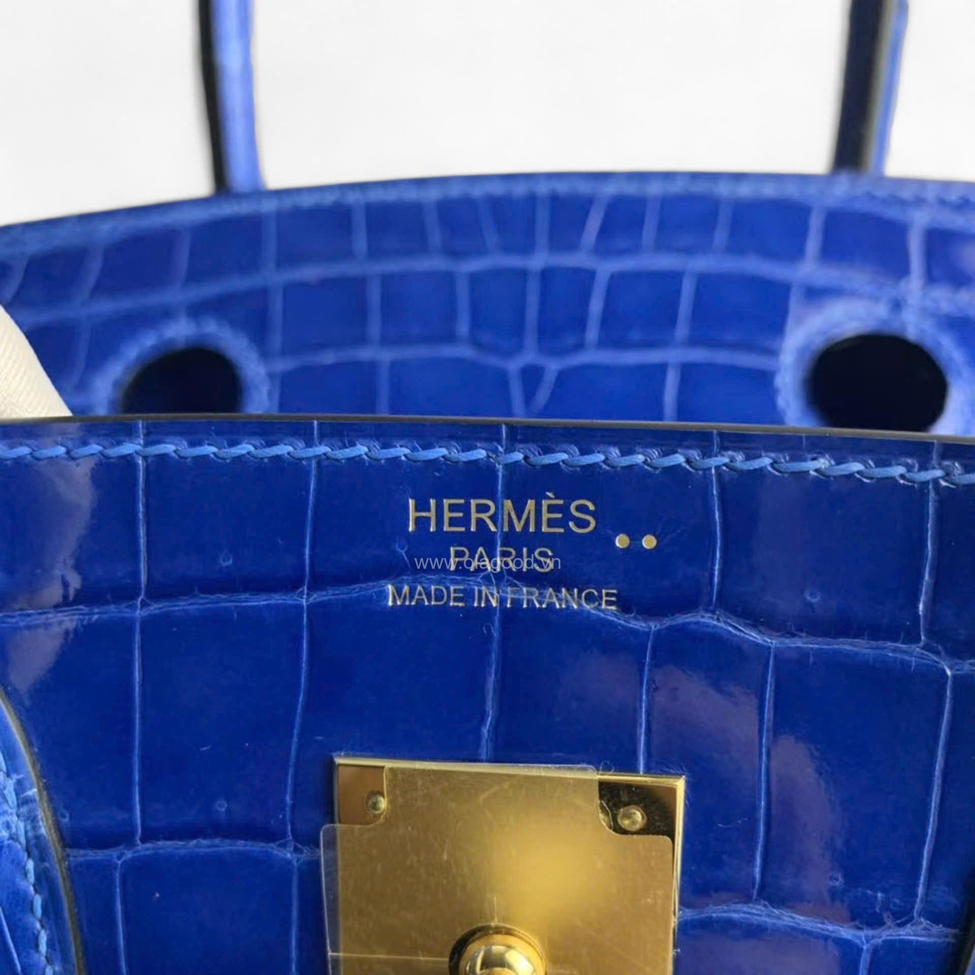 Túi xách Hermes Birkin da cá sấu màu xanh lam size 30 - HBX0211S - Hình ảnh 8