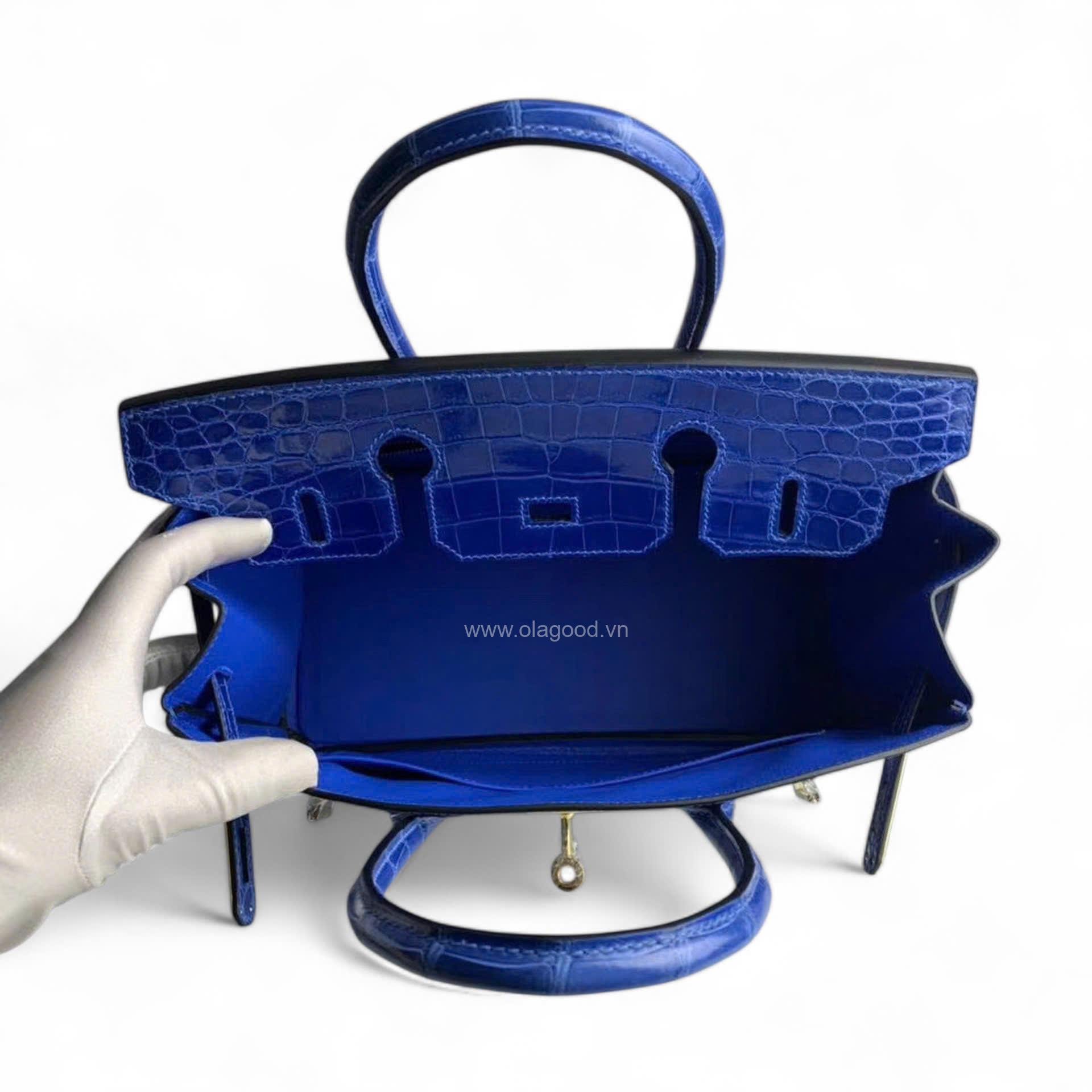Túi xách Hermes Birkin da cá sấu màu xanh lam size 30 - HBX0211S - Hình ảnh 9