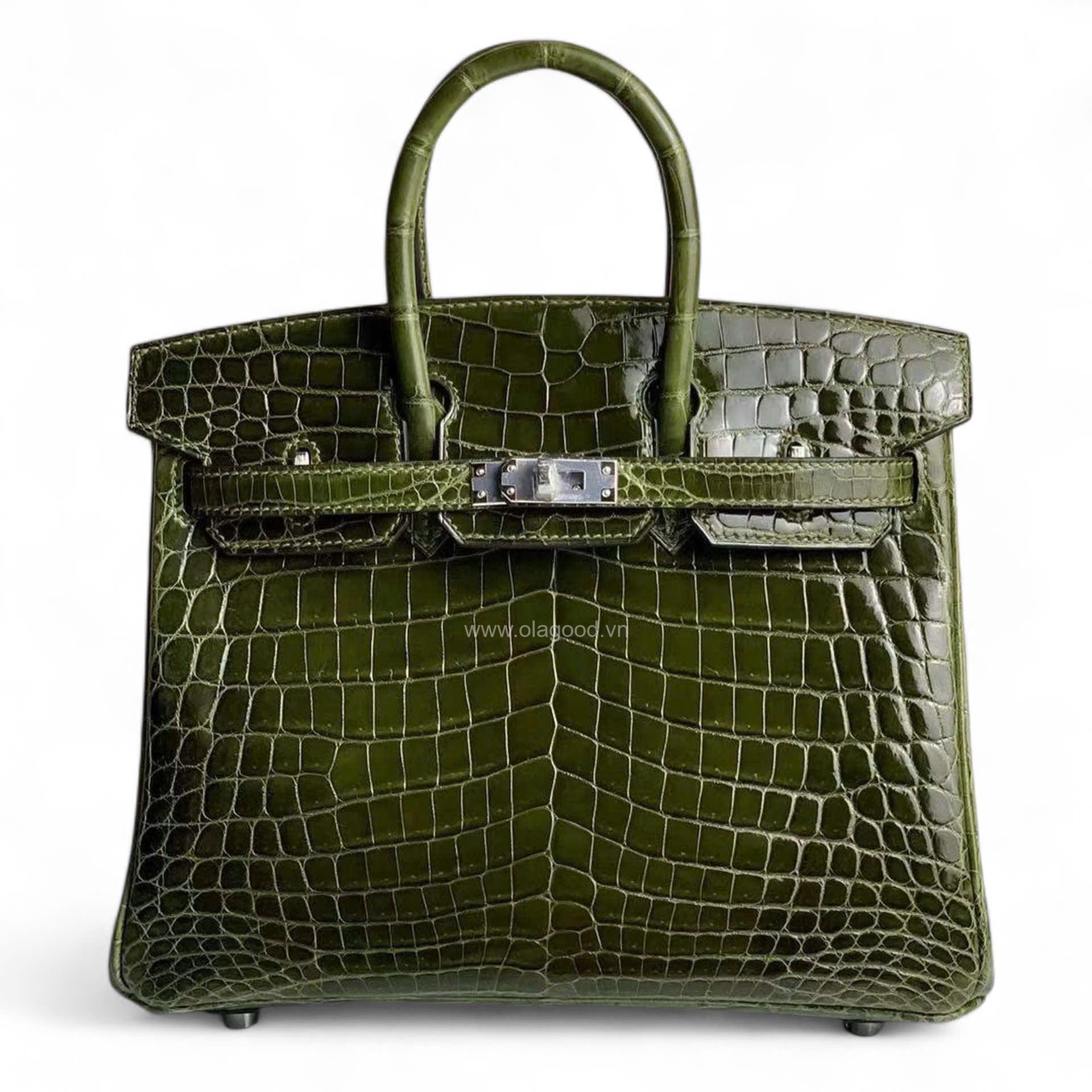 Túi xách Hermes Birkin da cá sấu màu xanh rêu size 30 - HBXR0215S