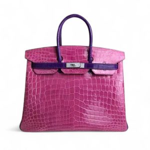 Túi xách Hermes Birkin da cá sấu phối màu hồng tím size 30 - HBHT0217S