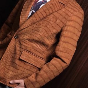 Áo vest da cá sấu nubuck - VE013S