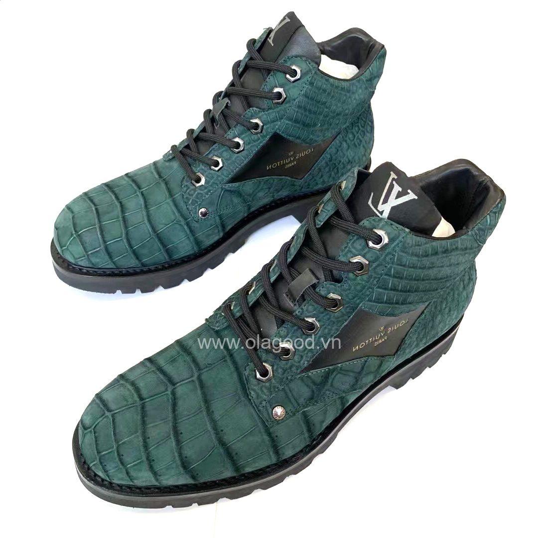 Boots nam LV da cá sấu Nubuck nhập khẩu - GB013S