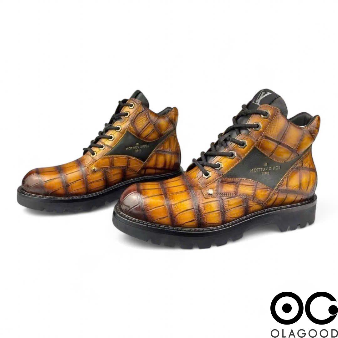 Boots nam cá sấu lên màu patina - GB015S