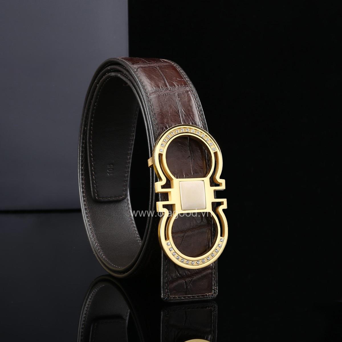 Dây nịt cá sấu chính hãng - Khóa mạ vàng 24K - TLV013S - Hình ảnh 12