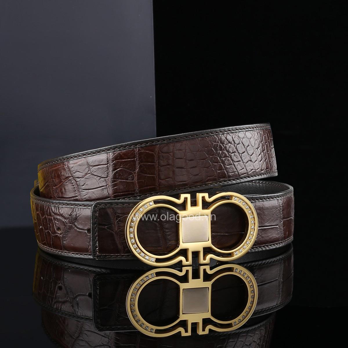 Dây nịt cá sấu chính hãng - Khóa mạ vàng 24K - TLV013S - Hình ảnh 10