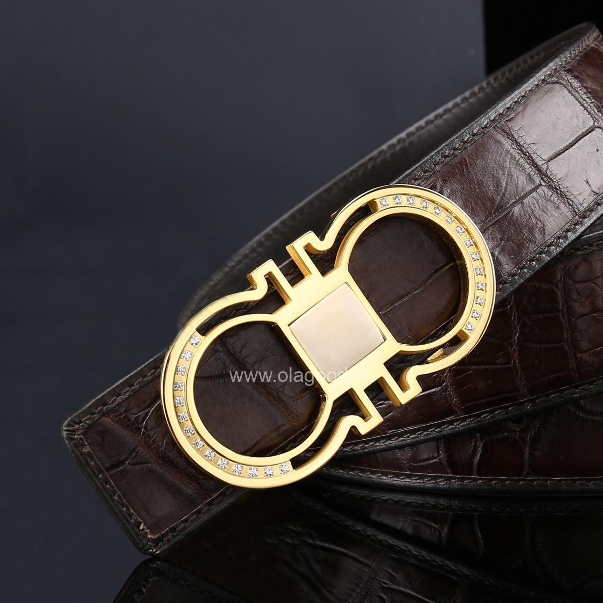 Dây nịt cá sấu chính hãng - Khóa mạ vàng 24K - TLV013S - Hình ảnh 13