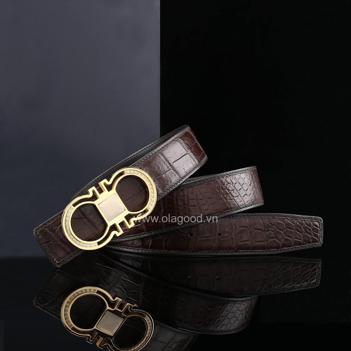 Dây nịt cá sấu chính hãng - Khóa mạ vàng 24K - TLV013S - Hình ảnh 2