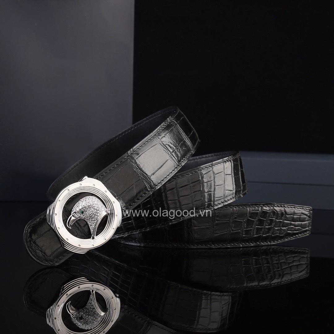 Dây nịt da cá sấu xịn - Khóa bạc Ý S925 - TLB0137S