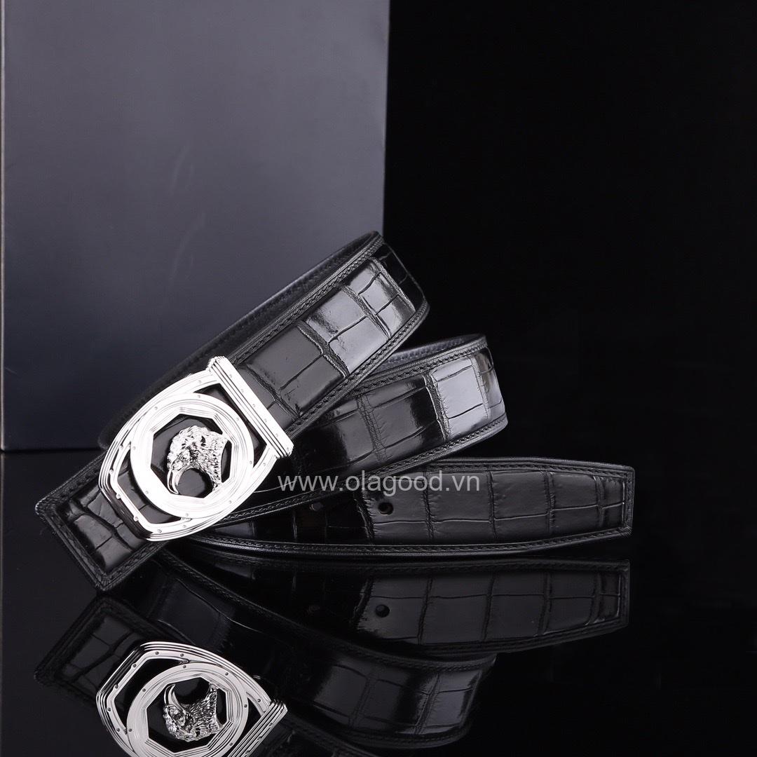 Dây nịt nam da cá sấu xịn - Khóa bạc Ý 925 - TLB0135S