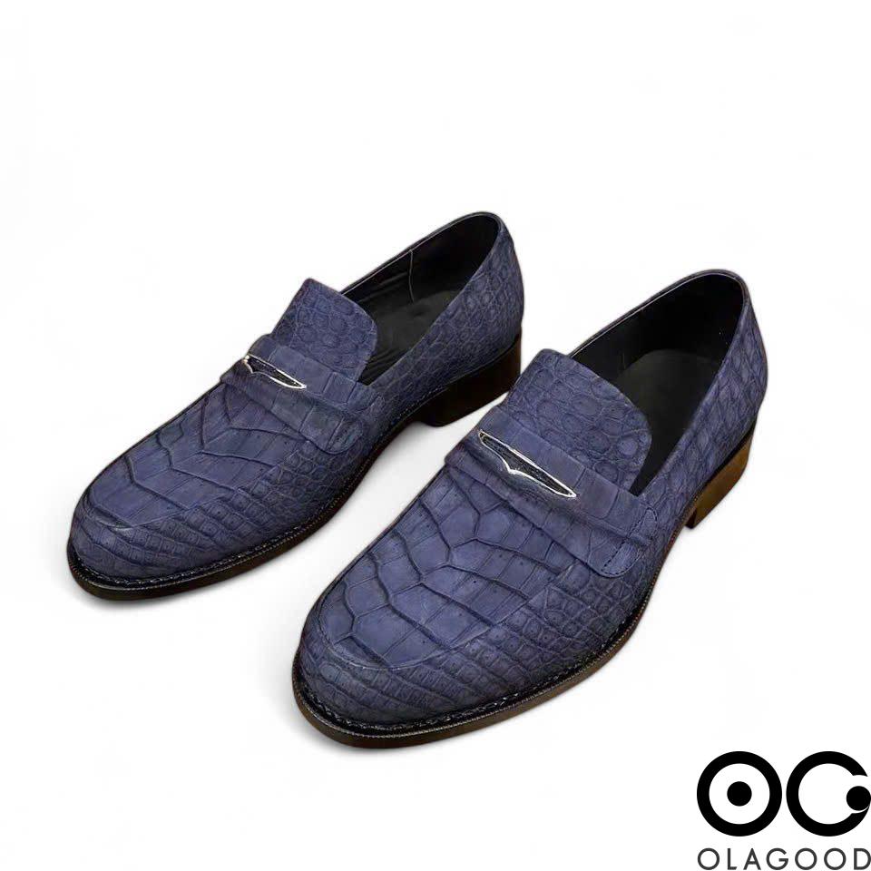 Giày lười nam da cá sấu Nubuck - GGY0112S